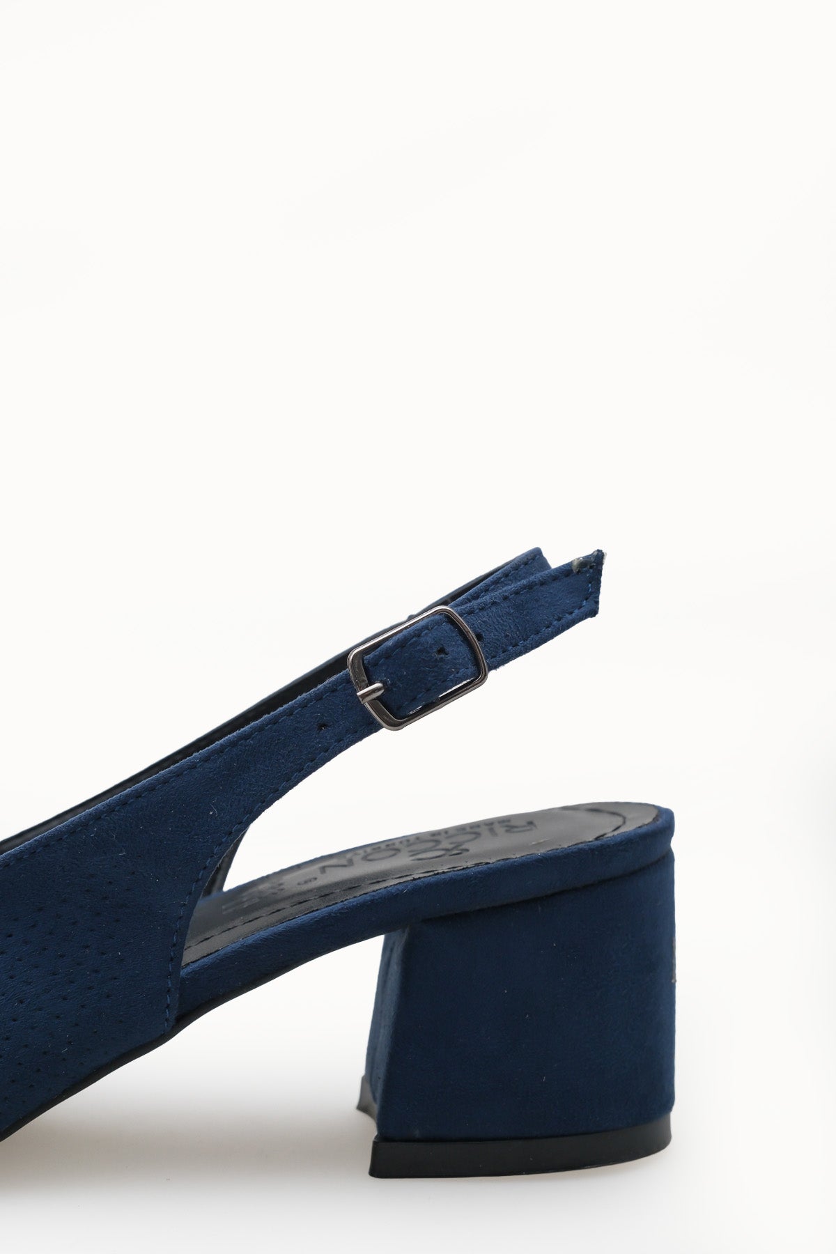 Riccon Kadın Sivri Burunlu Arkası Açık Topuklu Ayakkabı 0012451 Lacivert Süet