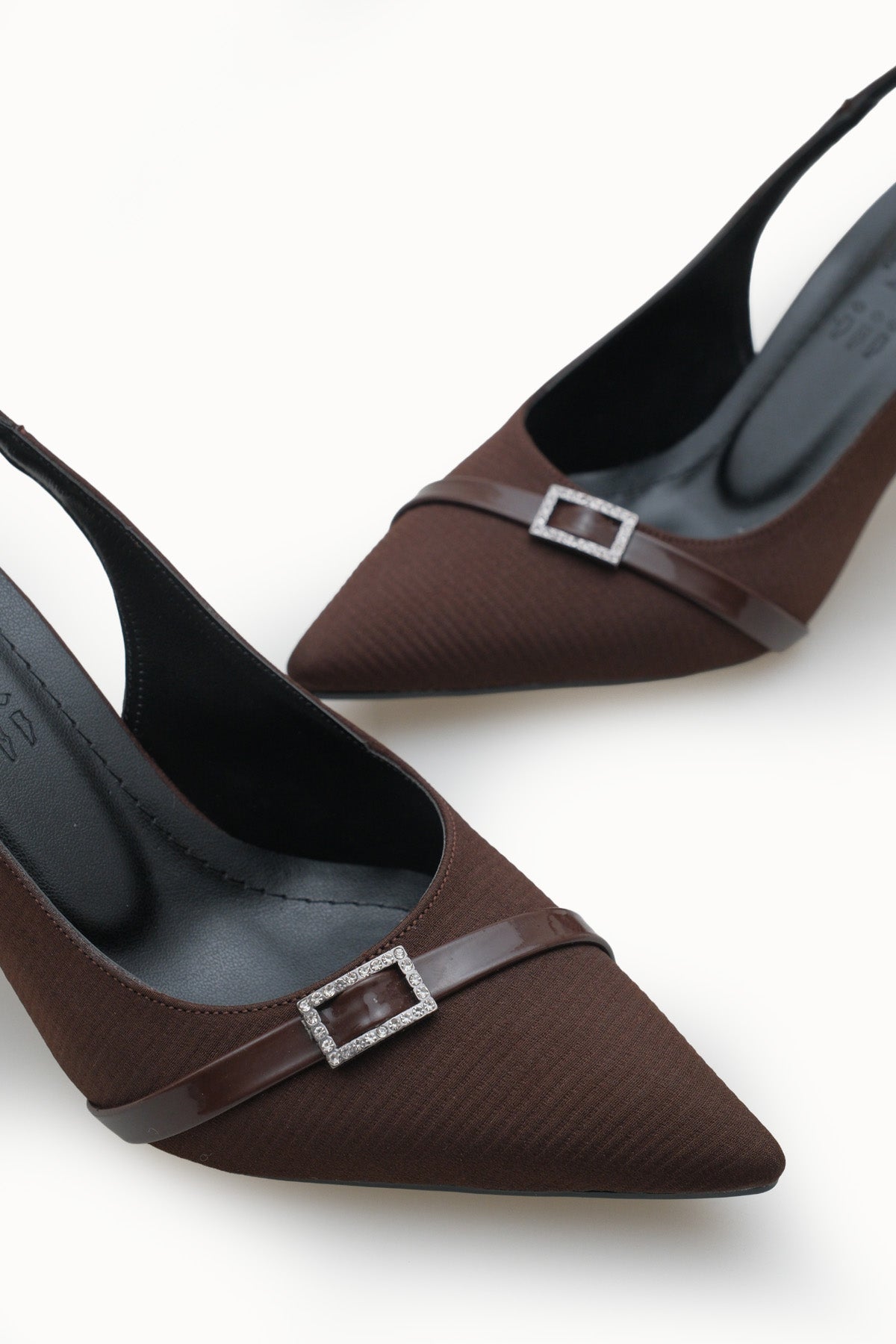 Riccon Kadın Sivri Burunlu Arkası Açık İnce Topuklu Ayakkabı 0012712 Mat Kahverengi Çizgili