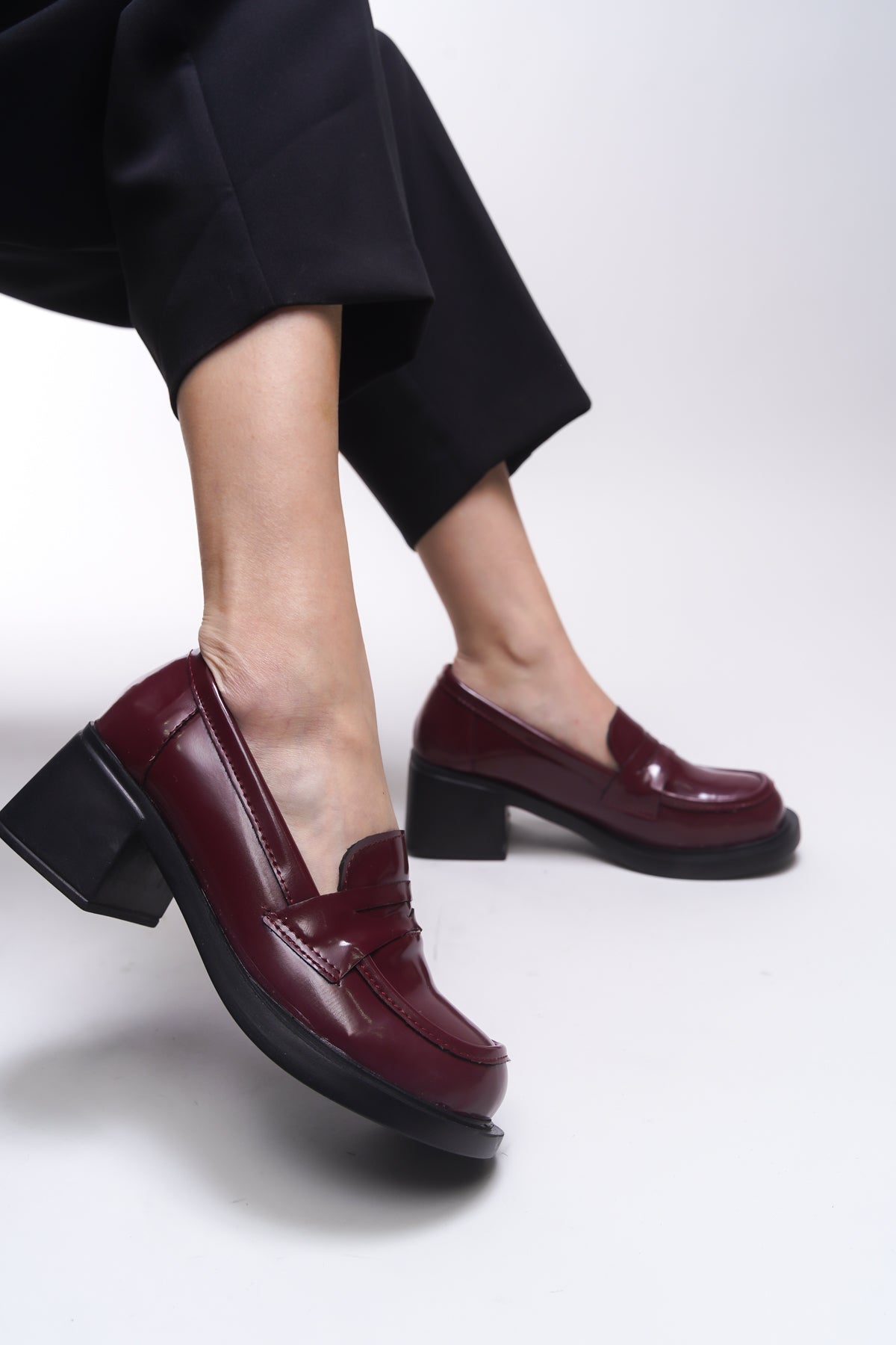 Riccon Yllthyl Kadın Loafer 0012500 Bordo Rugan