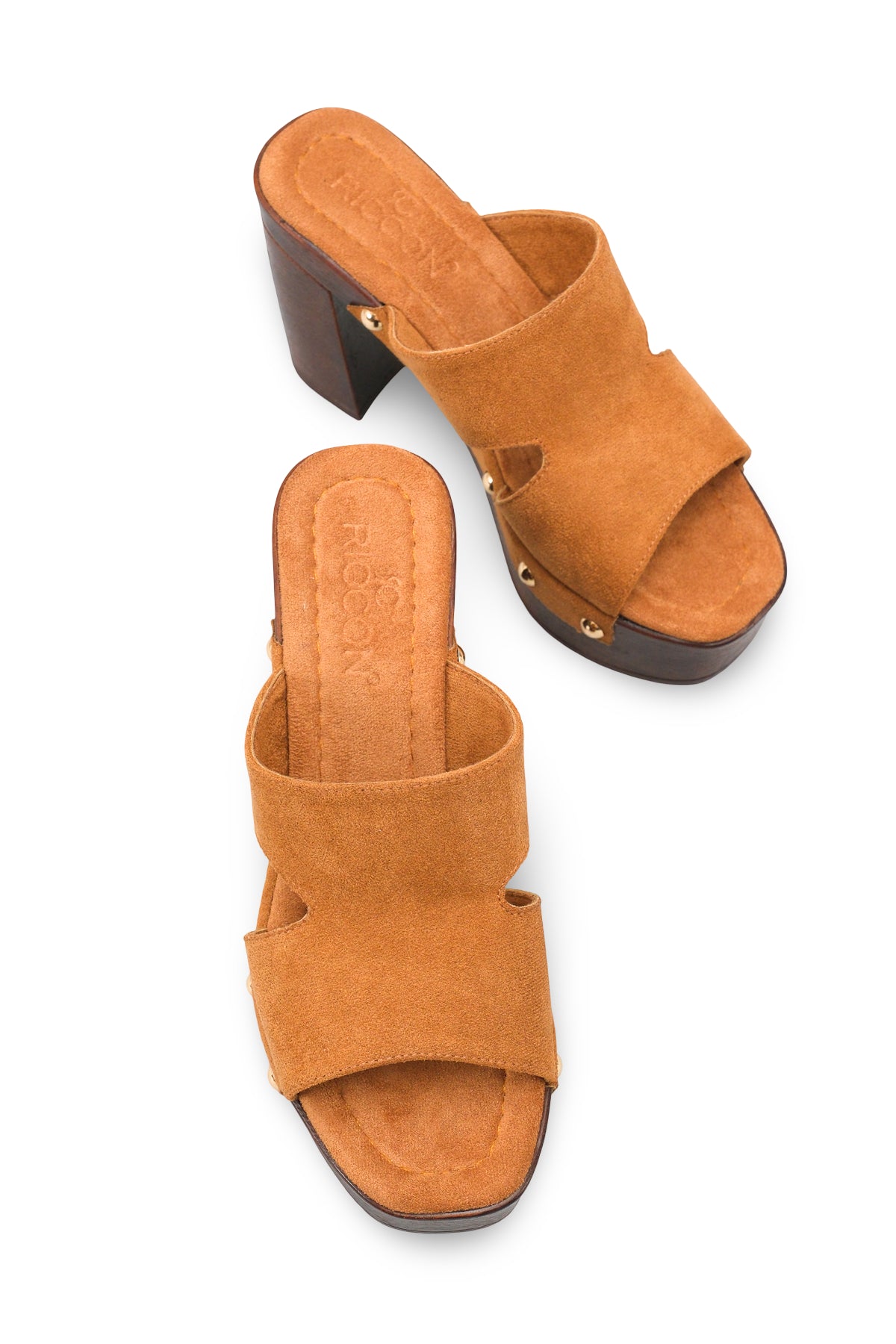 Riccon Kadın Topuklu Terlik 0012778 Taba Süet