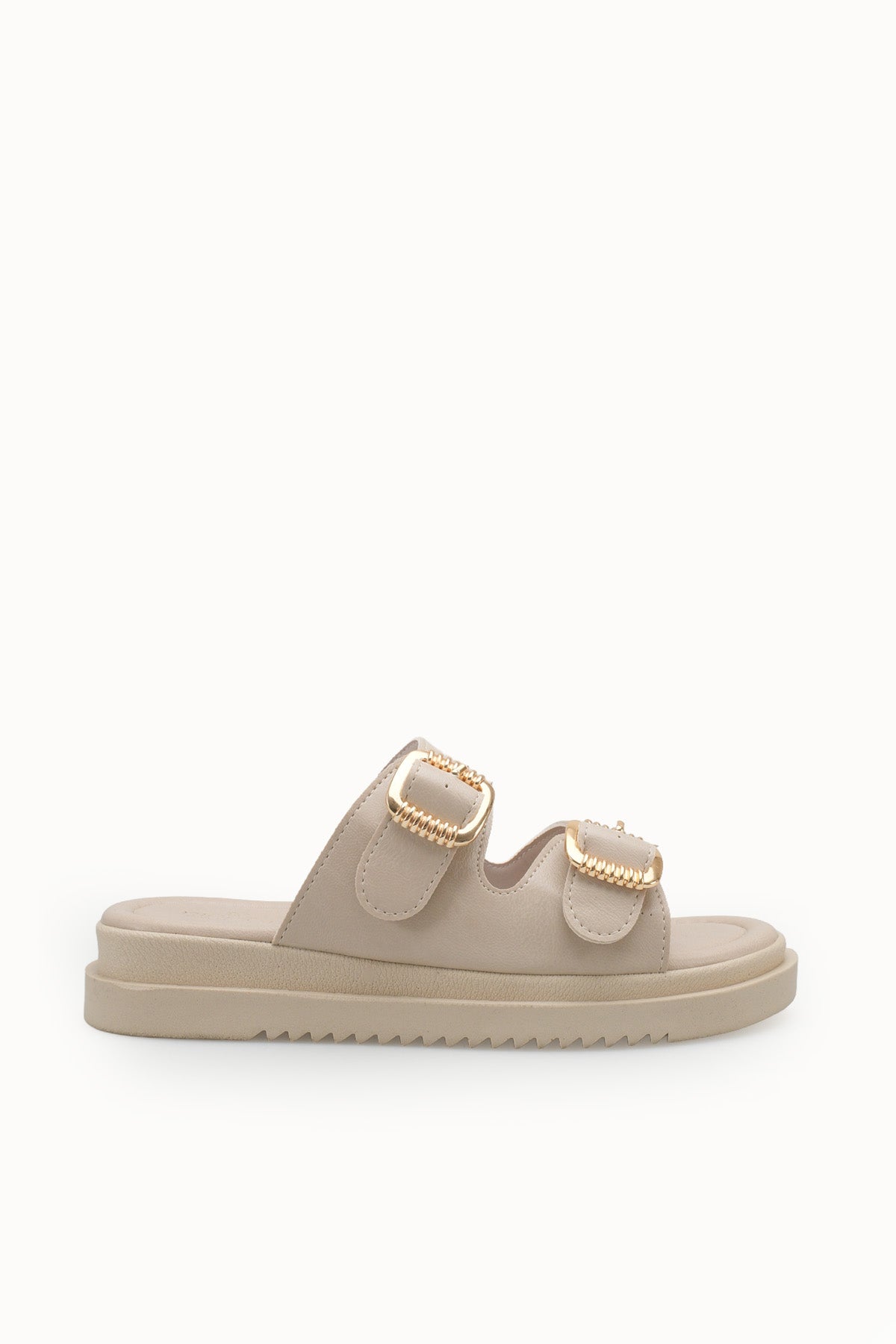 Riccon Kadın Çift Tokalı Terlik 00120403 Bej