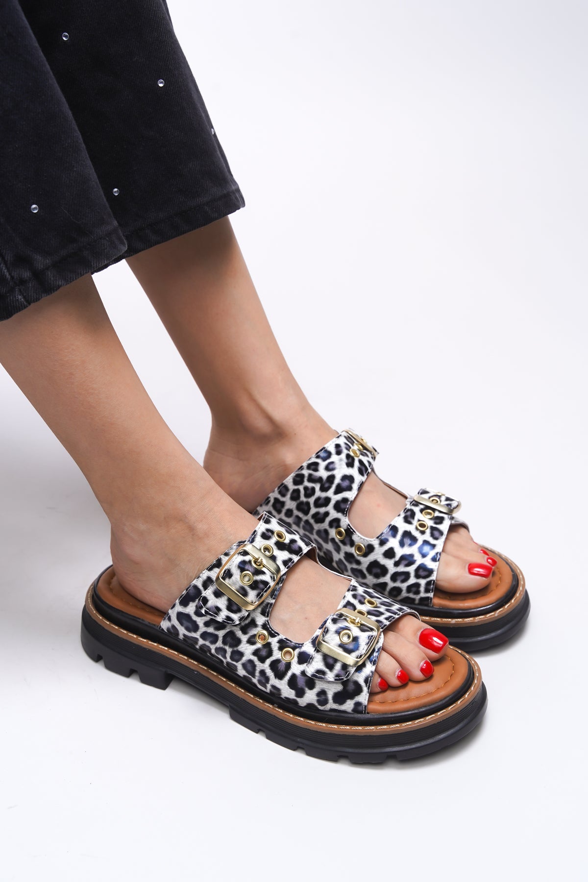 Riccon Tamrithe Kadın Terlik 0012100 Rugan Leopar