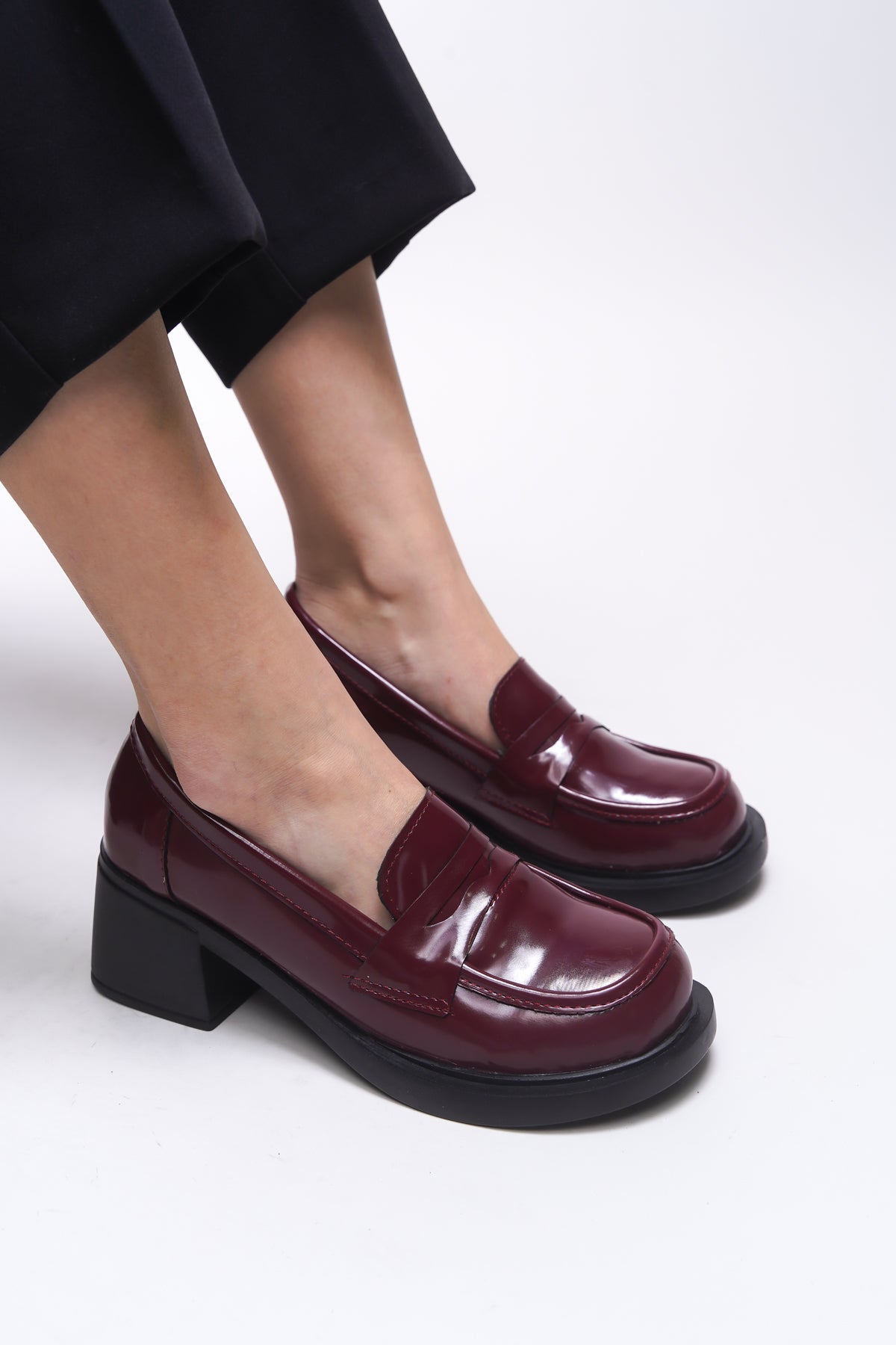 Riccon Yllthyl Kadın Loafer 0012500 Bordo Rugan