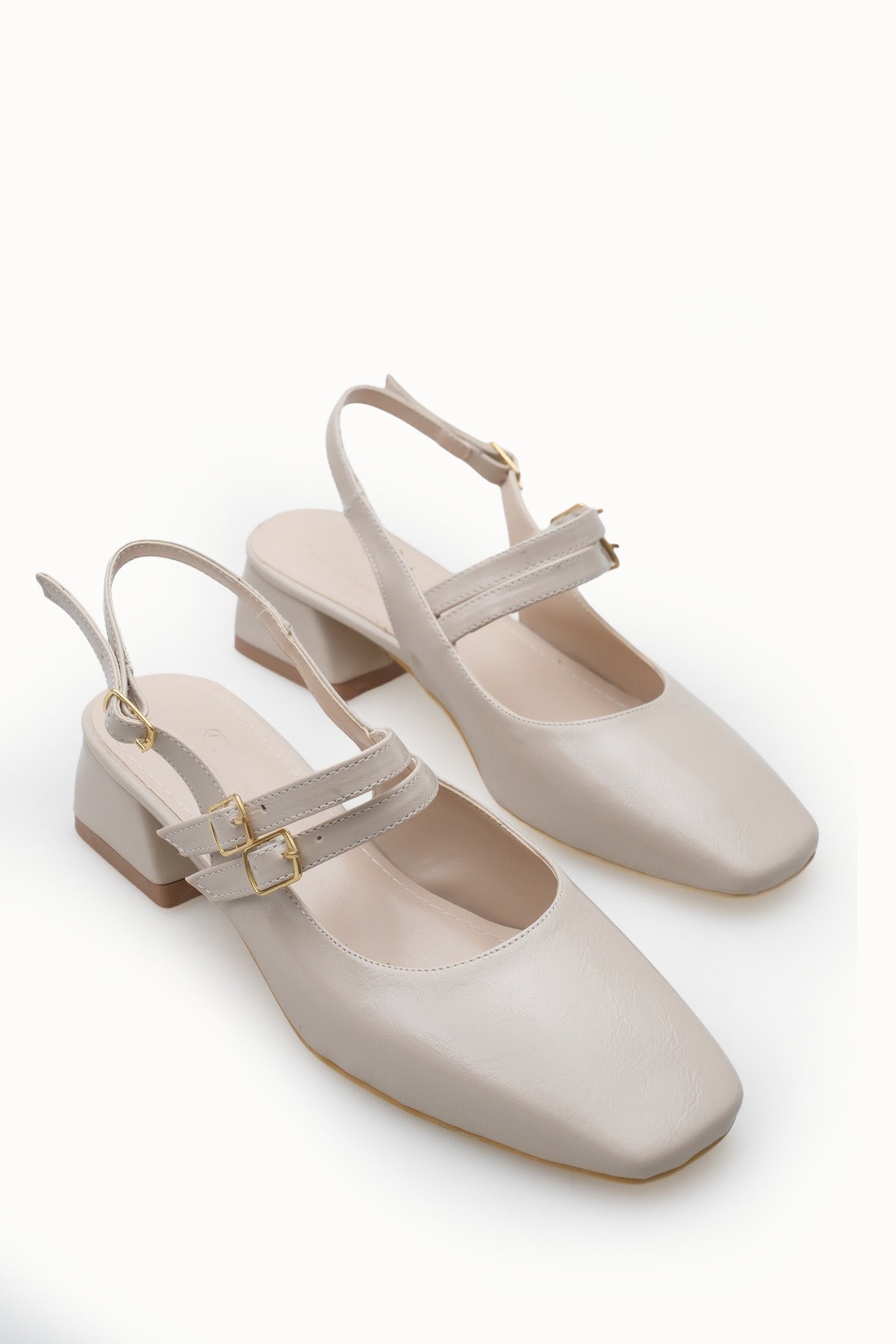 Riccon Kadın Arkası Açık Topuklu Ayakkabı 00121003 Ten Rustik