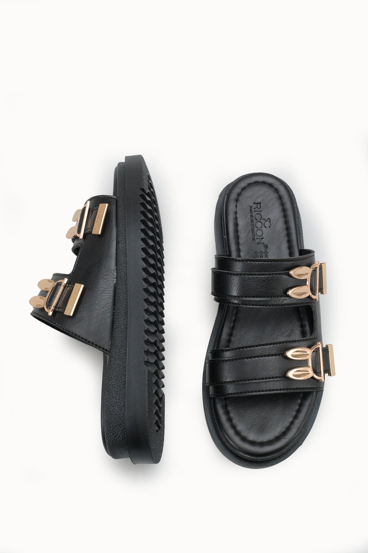 Riccon Kadın Çift Tokalı Terlik 00120415 Siyah