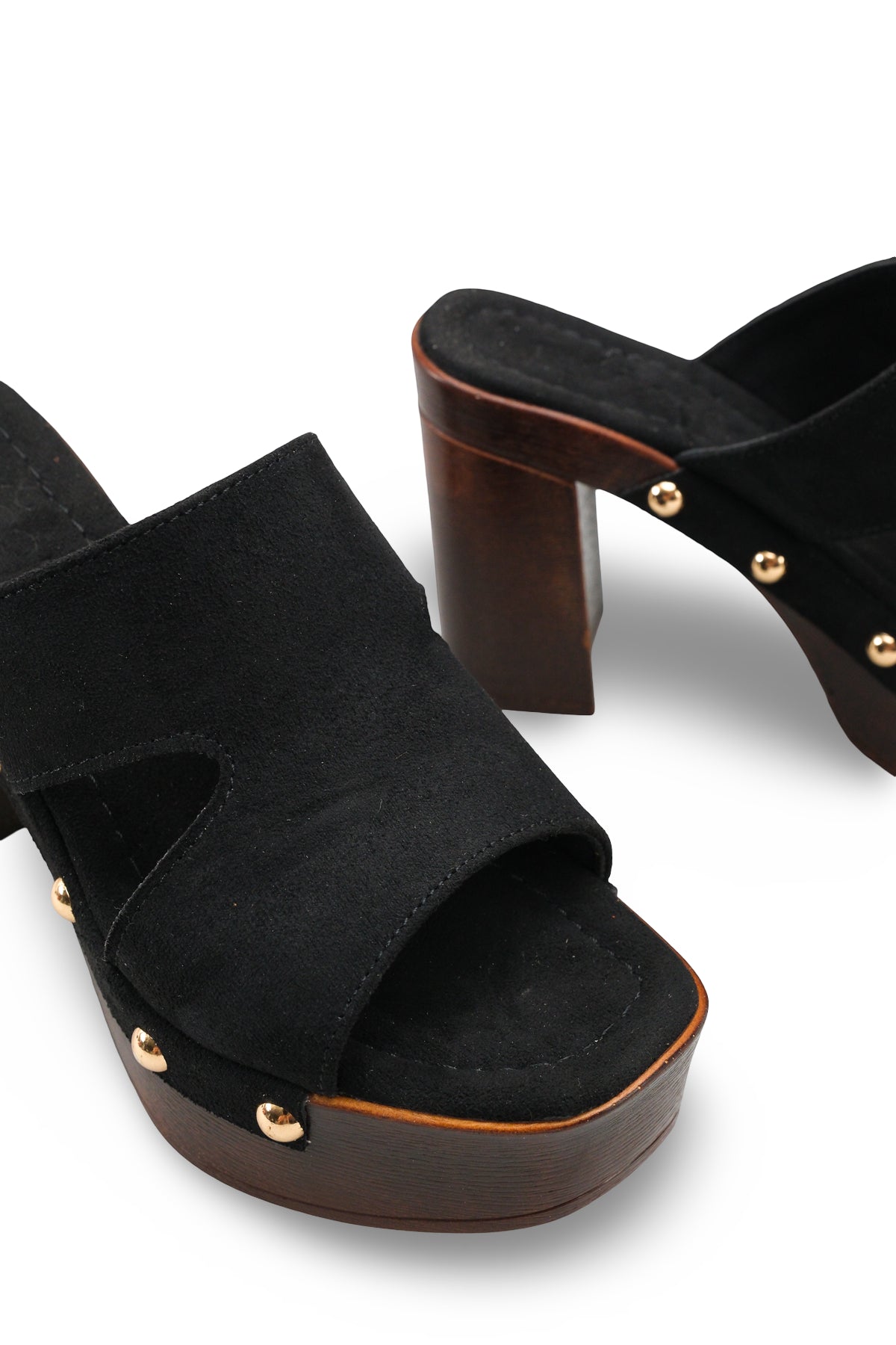 Riccon Kadın Topuklu Terlik 0012778 Siyah Süet