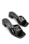 Riccon Kadın Topuklu Terlik 0012201 Siyah Rugan