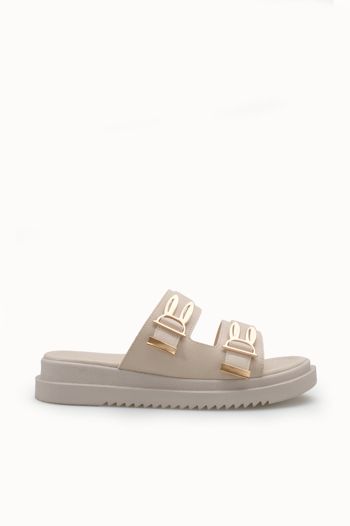 Riccon Kadın Çift Tokalı Terlik 00120415 Bej