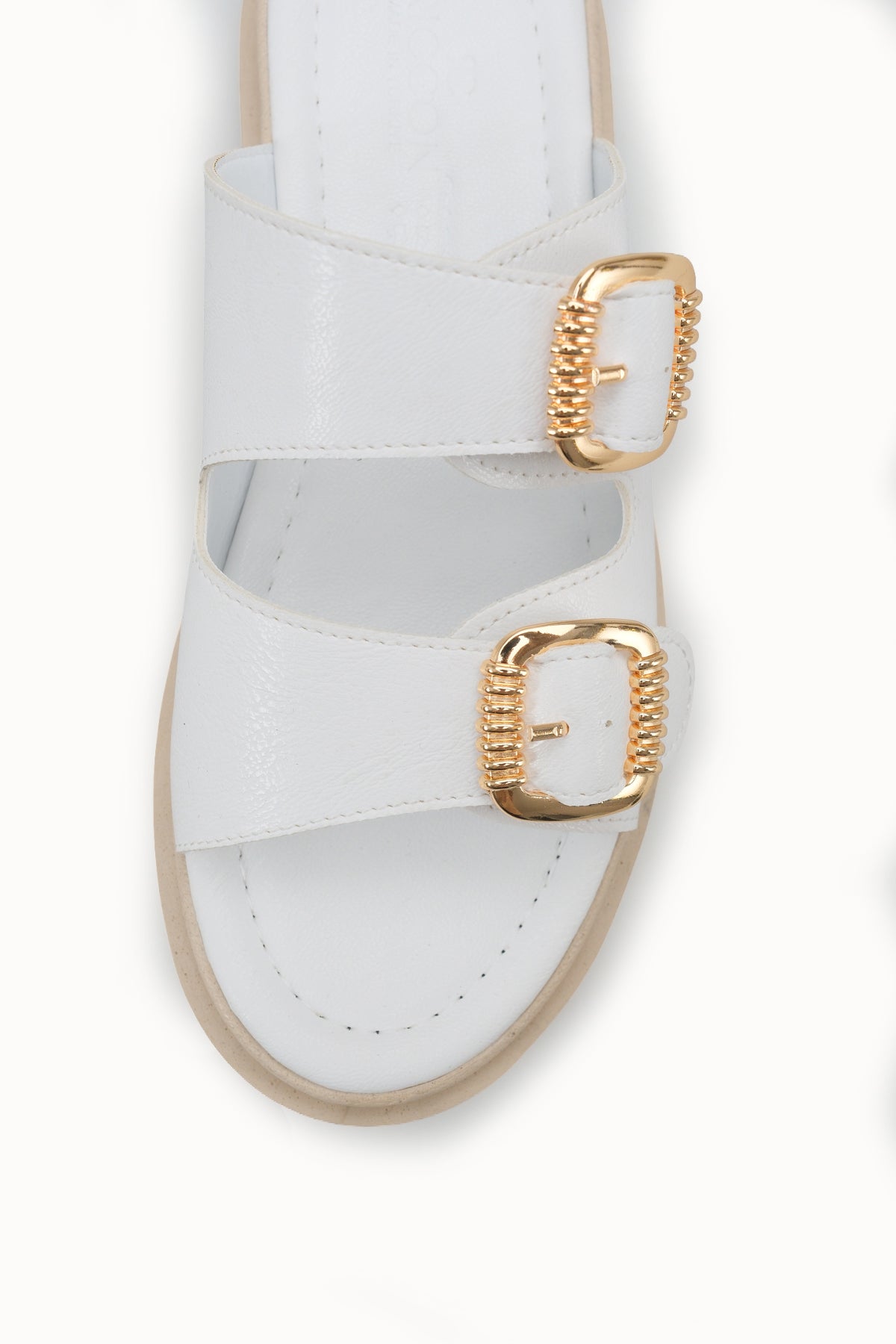 Riccon Kadın Çift Tokalı Terlik 00120403 Beyaz