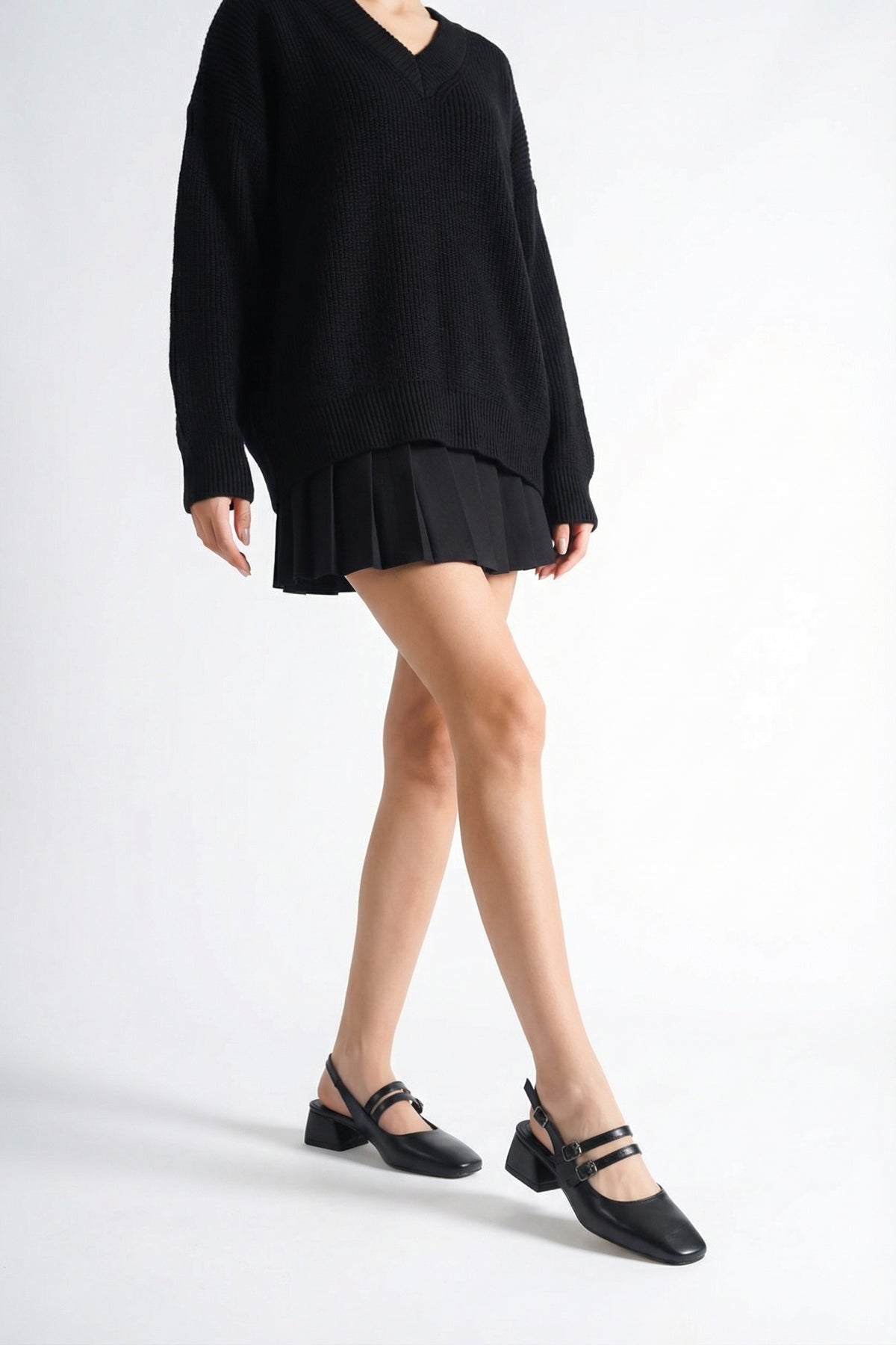 Riccon Kadın Arkası Açık Topuklu Ayakkabı 00121003 Siyah Rustik