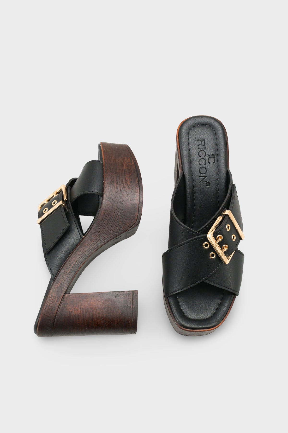 Riccon Kadın Topuklu Terlik 0012776 Siyah Cilt