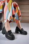Riccon Wahtariel Kadın Loafer 0012560 Siyah Cilt