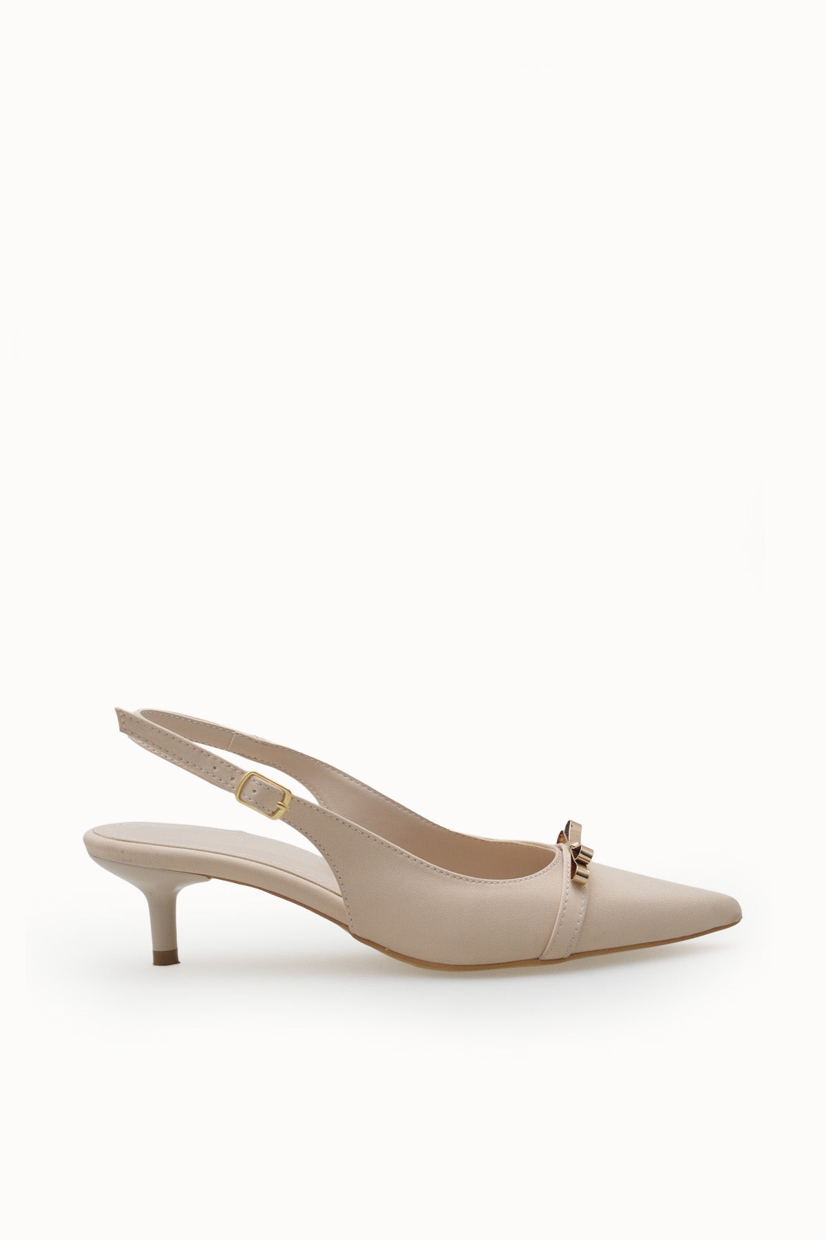 Riccon Kadın Sivri Burunlu Arkası Açık İnce Topuklu Ayakkabı 0012205 Mat Ten