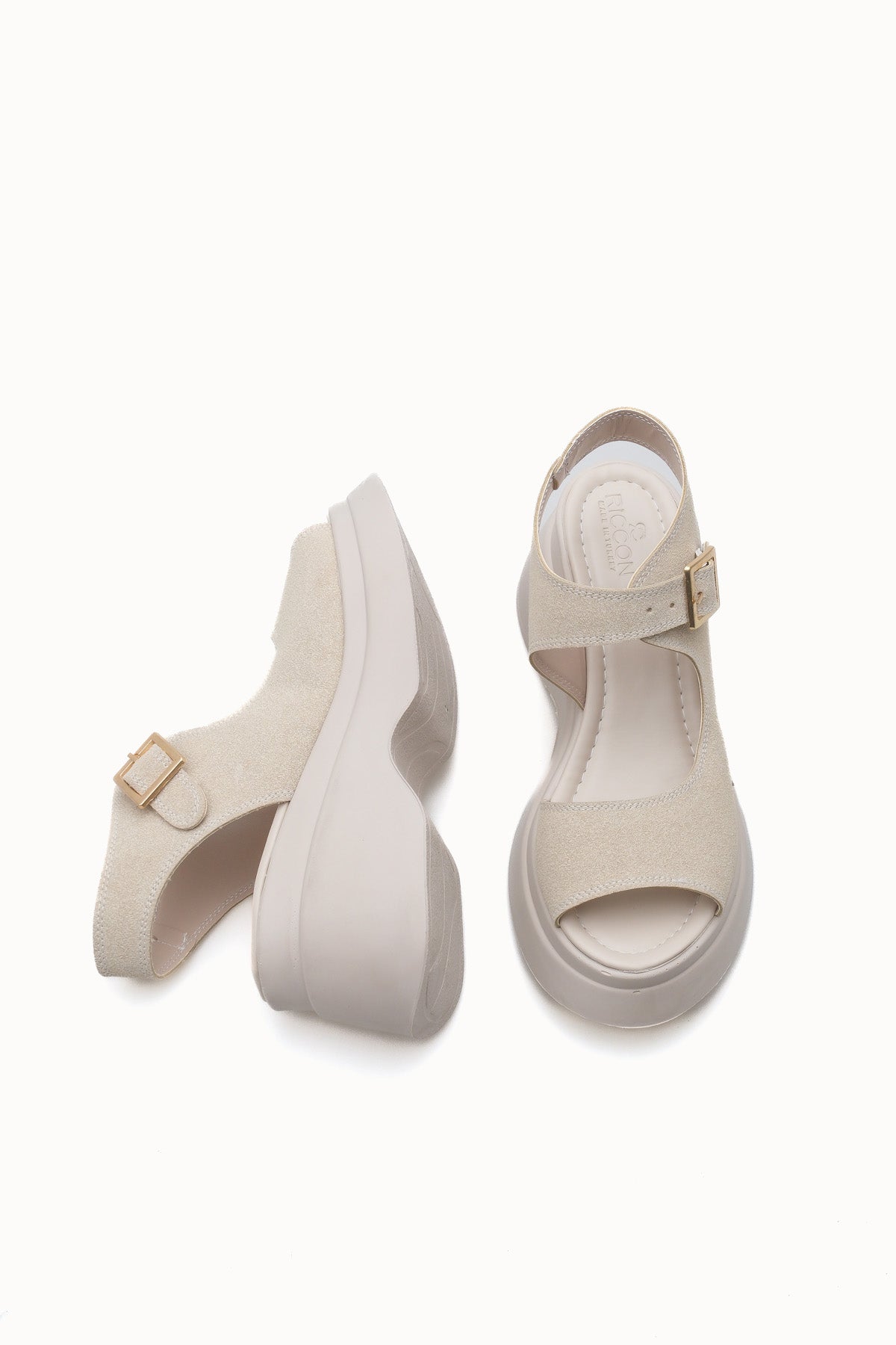 Riccon Quelaela Kadın Sandalet 0012906 Bej Deri Dokulu