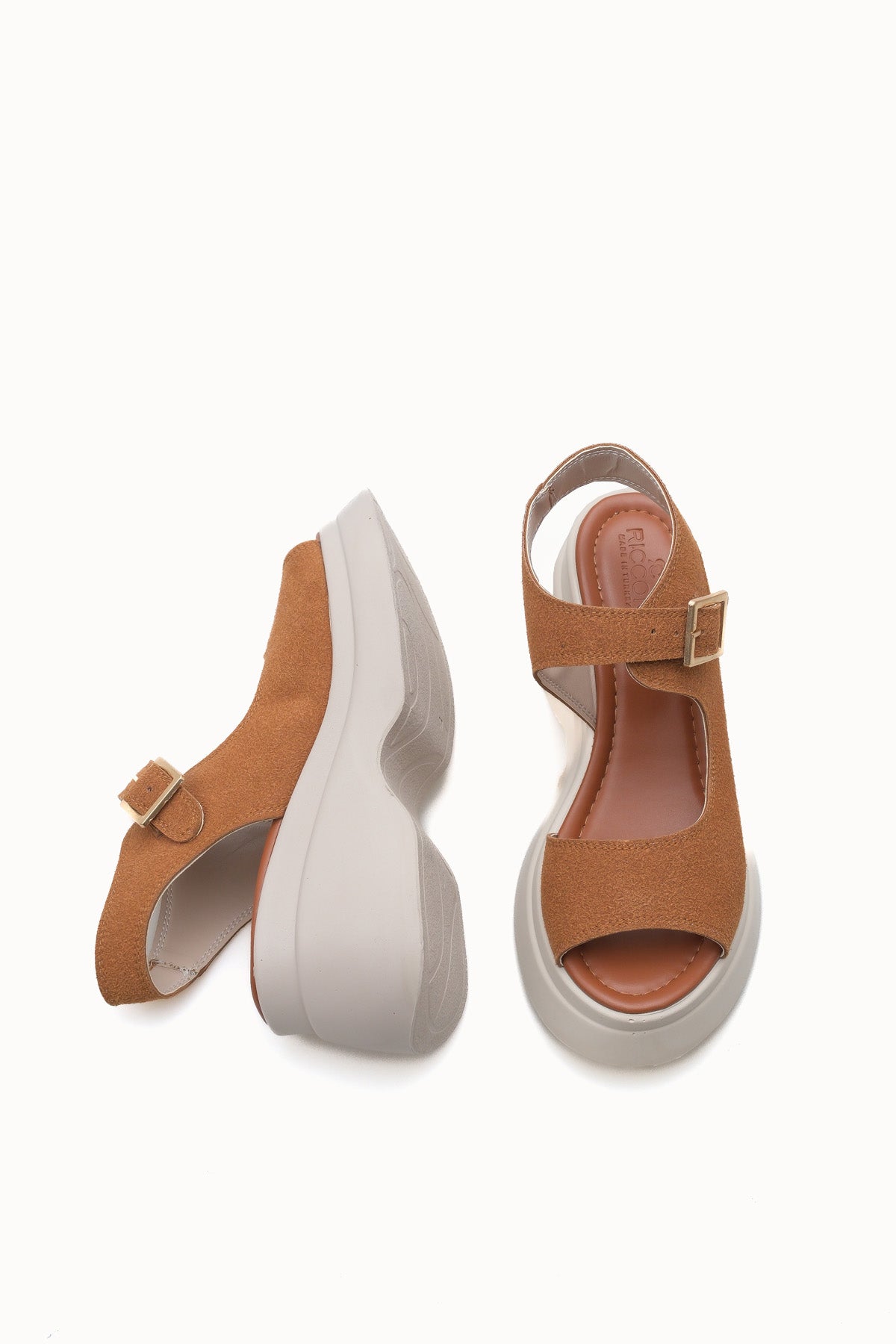 Riccon Quelaela Kadın Sandalet 0012906 Taba Deri Dokulu