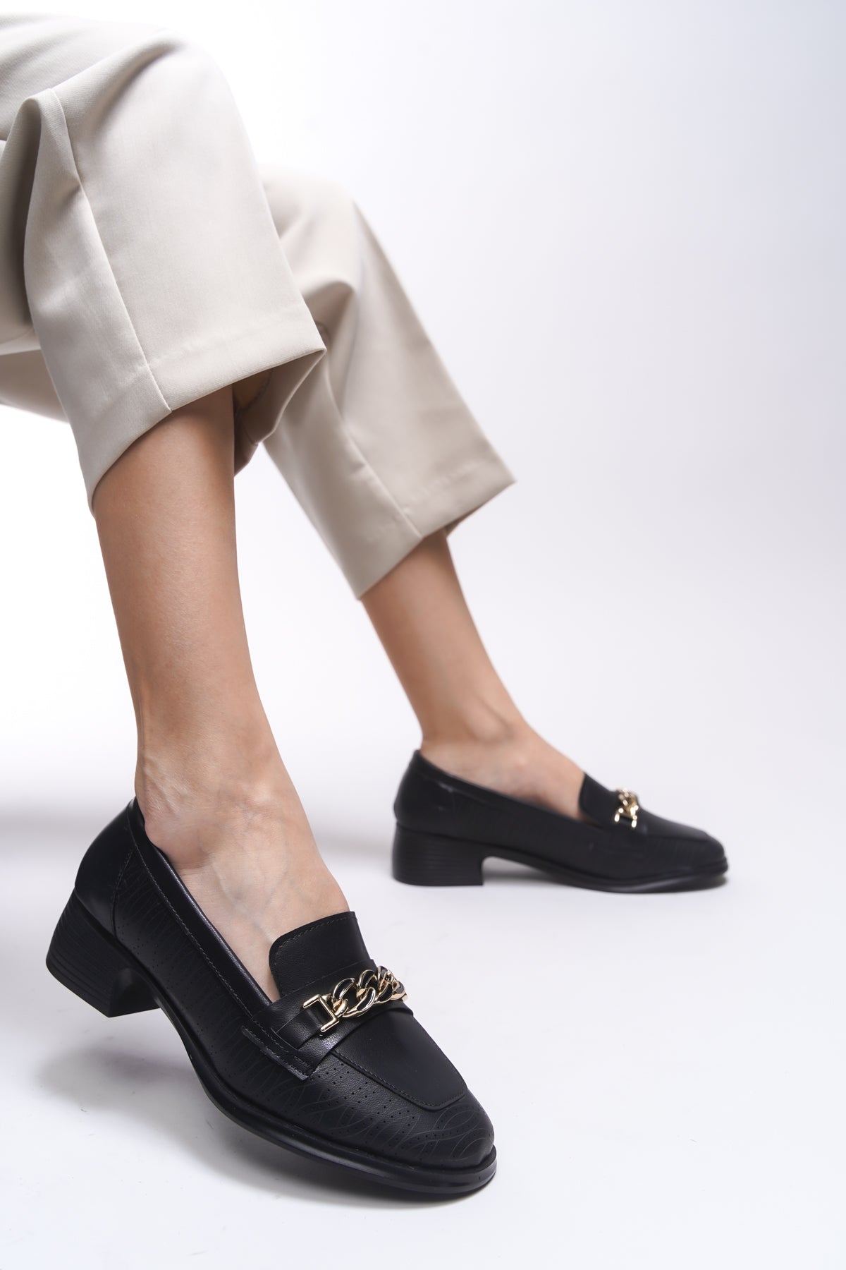 Riccon Evelyrra Kadın Loafer 0012302 Siyah Cilt