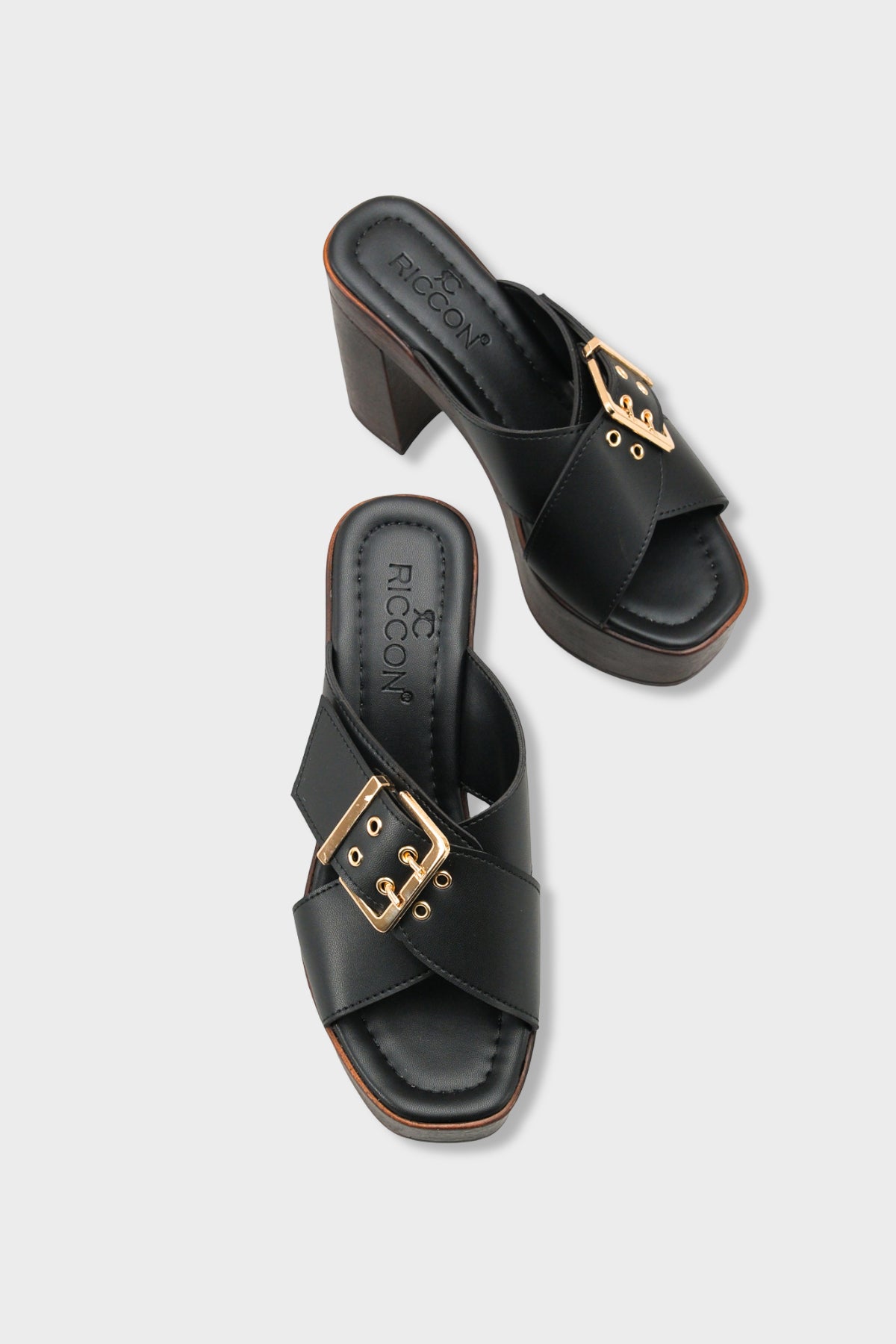 Riccon Kadın Topuklu Terlik 0012776 Siyah Cilt