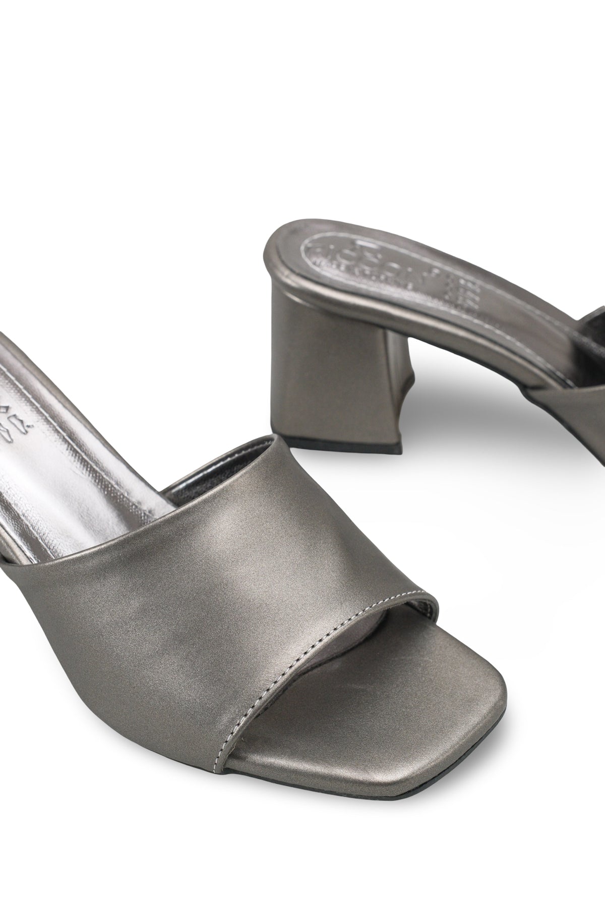 Riccon Kadın Topuklu Terlik 0012200 Platin Cilt