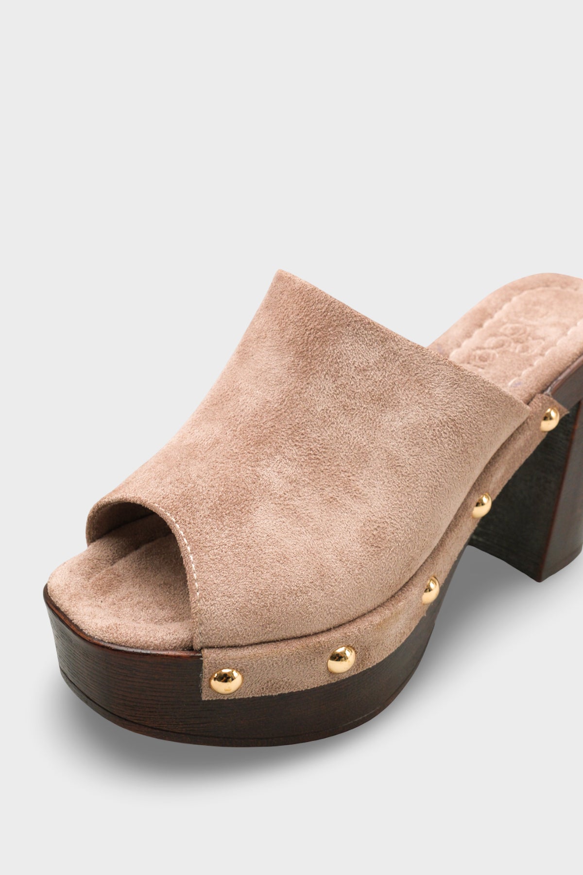 Riccon Kadın Topuklu Terlik 0012775 Vizon Süet