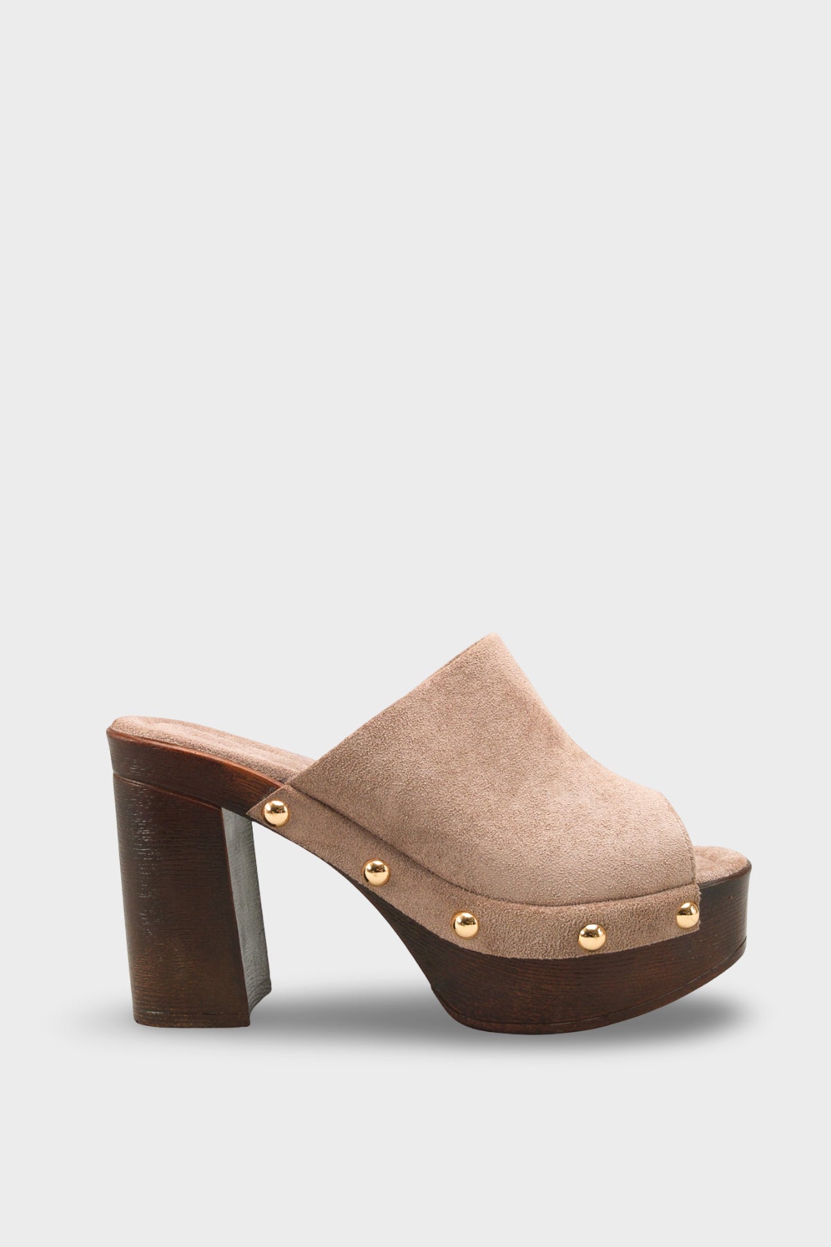 Riccon Kadın Topuklu Terlik 0012775 Vizon Süet