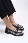 Riccon Safthaela Kadın Loafer 0012452 Siyah Bej