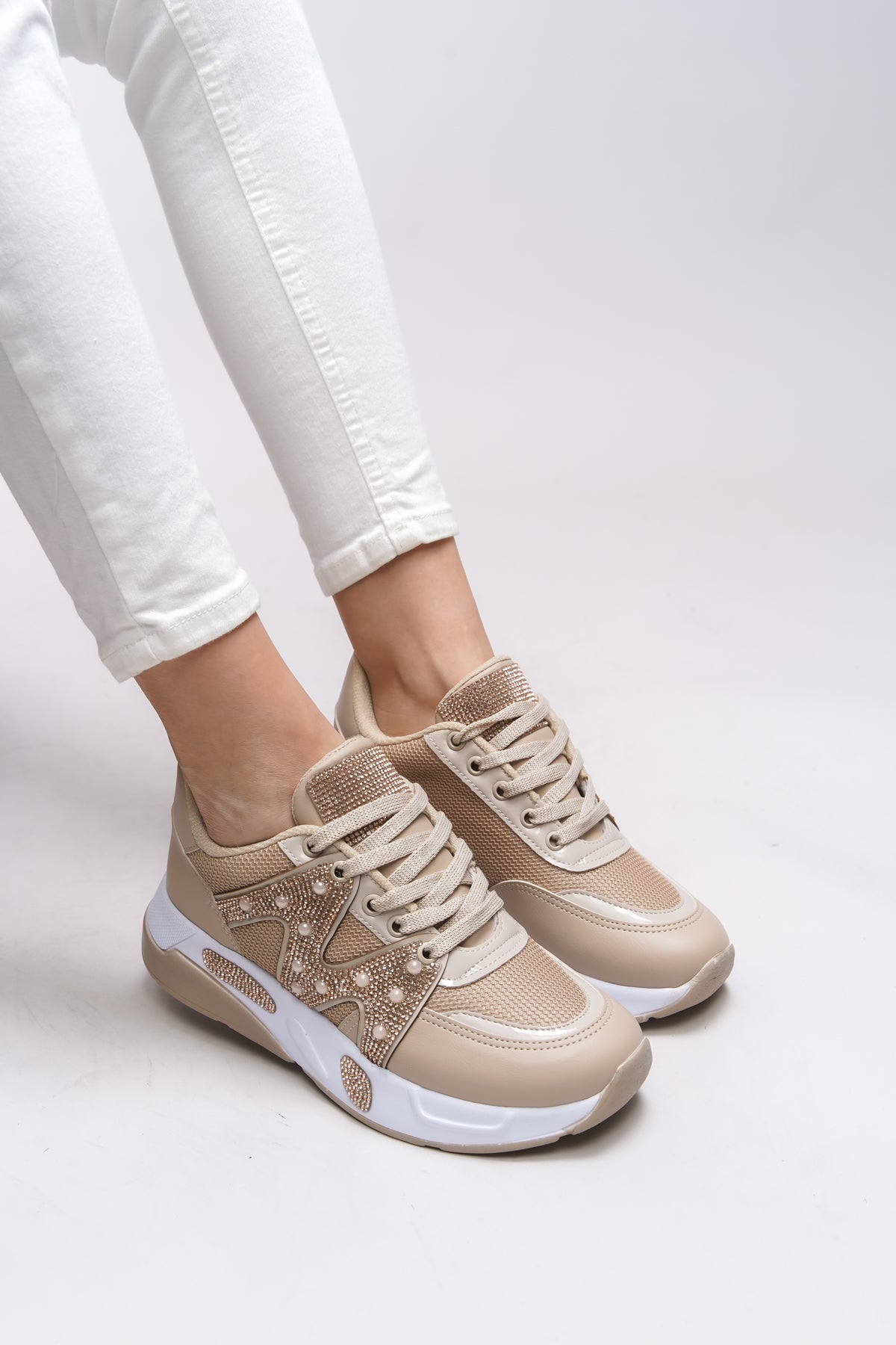 Riccon Aalriona Kadın Sneaker 0012155 Bej