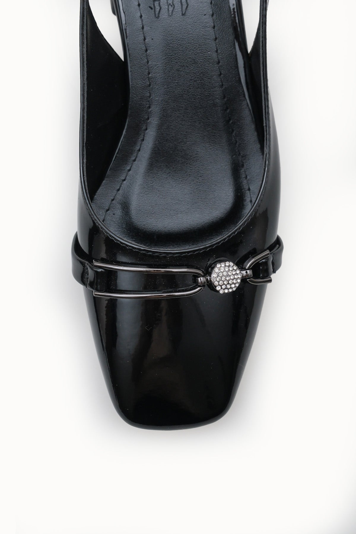 Riccon Kadın Arkası Açık Topuklu Ayakkabı 00121002 Siyah Rugan