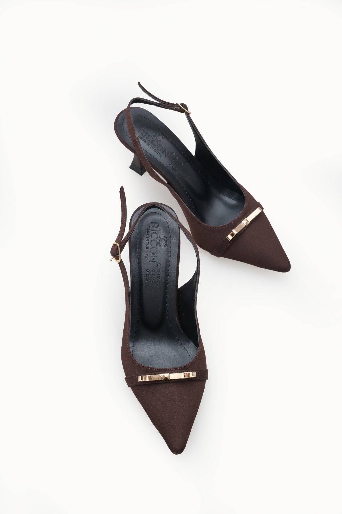 Riccon Kadın Sivri Burunlu Arkası Açık İnce Topuklu Ayakkabı 0012751 Kahverengi