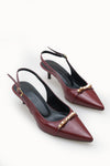 Riccon Kadın Sivri Burunlu Arkası Açık İnce Topuklu Ayakkabı 0012205 Bordo Rugan
