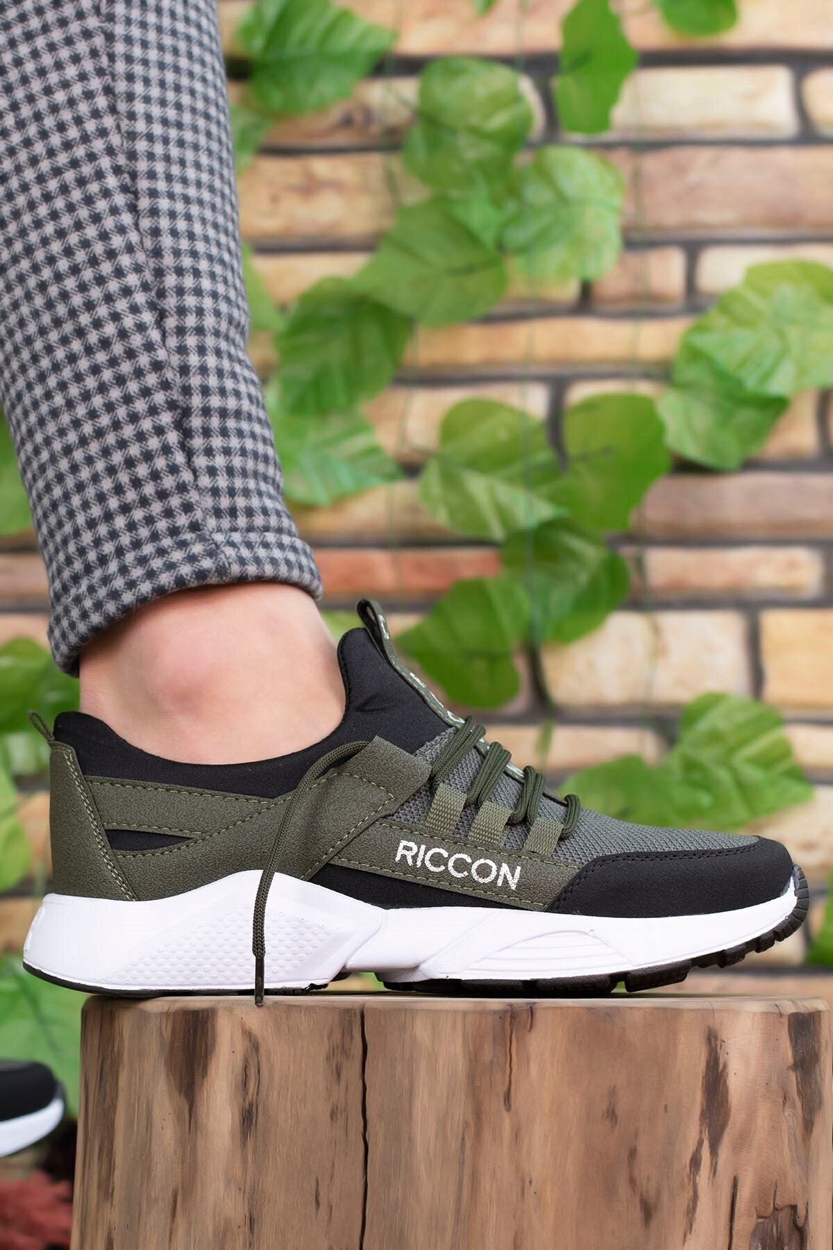 Riccon Unisex Sneaker 0012072 Haki Siyah Beyaz