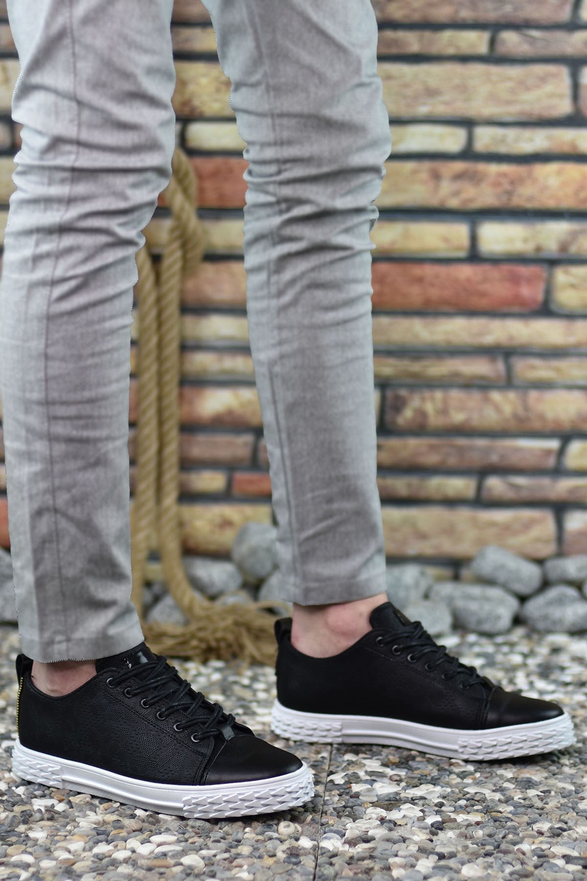 Riccon Erkek Sneaker 3D Baskılı Siyah Beyaz