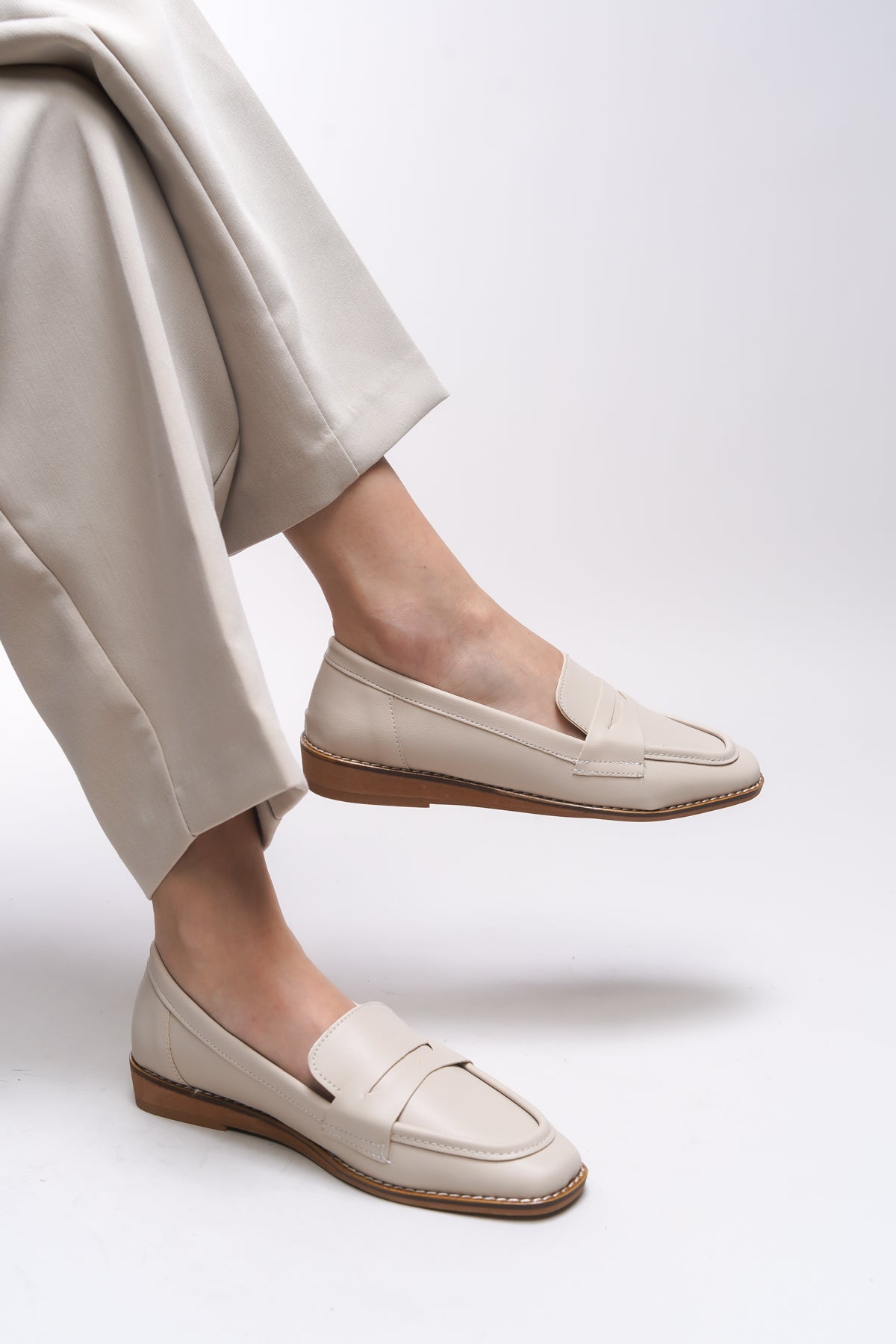 Riccon Aviraele Kadın Loafer 0012200 Ten Cilt