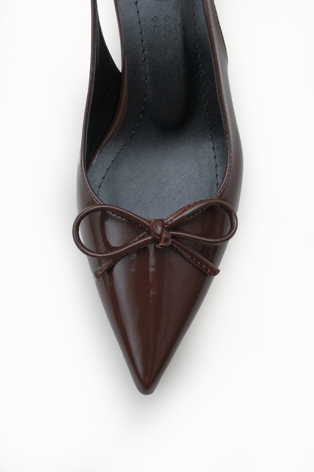 Riccon Kadın Sivri Burunlu Arkası Açık İnce Topuklu Ayakkabı 0012201 Kahverengi Rugan