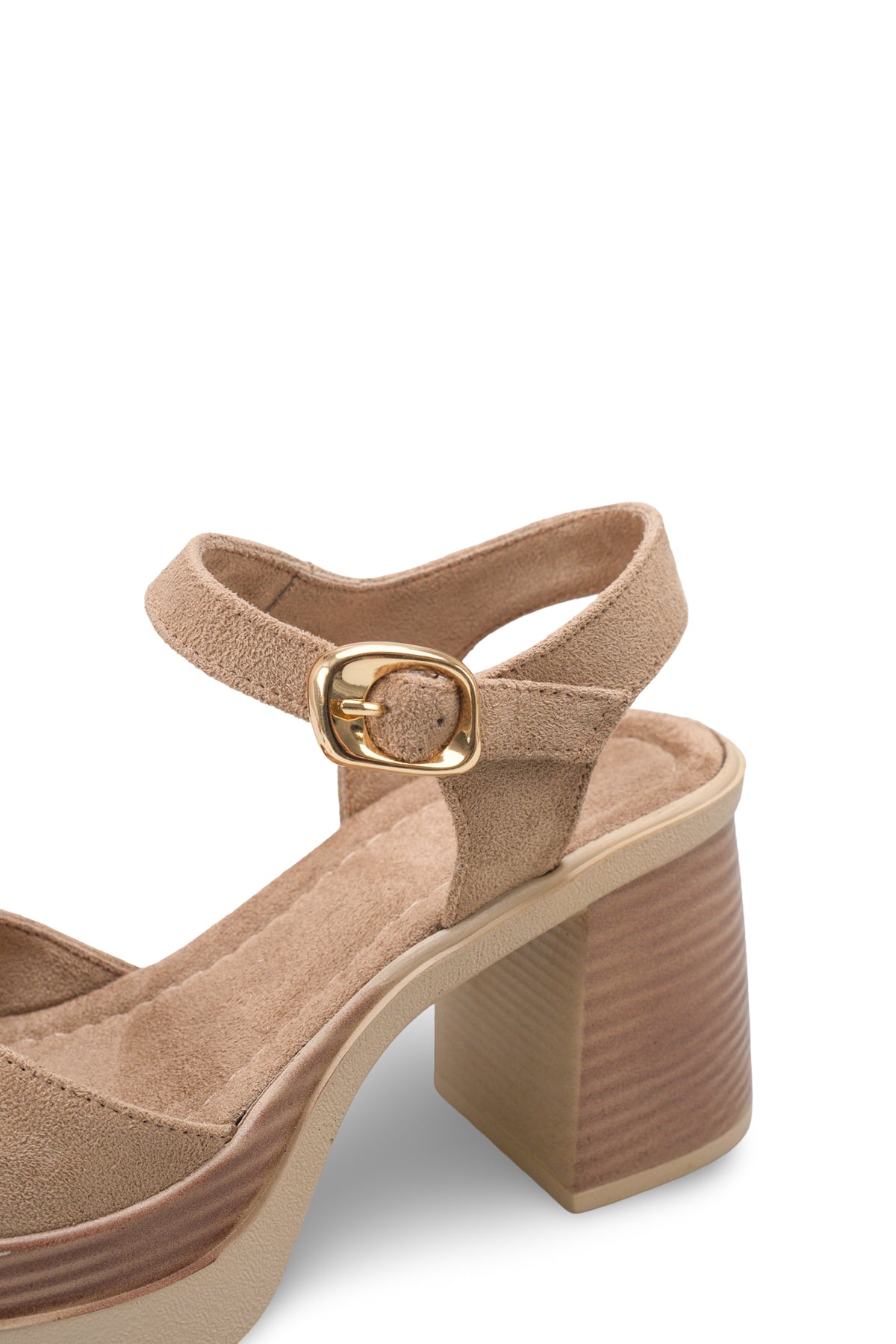 Riccon Kadın Topuklu Sandalet 0012304 Vizon Süet