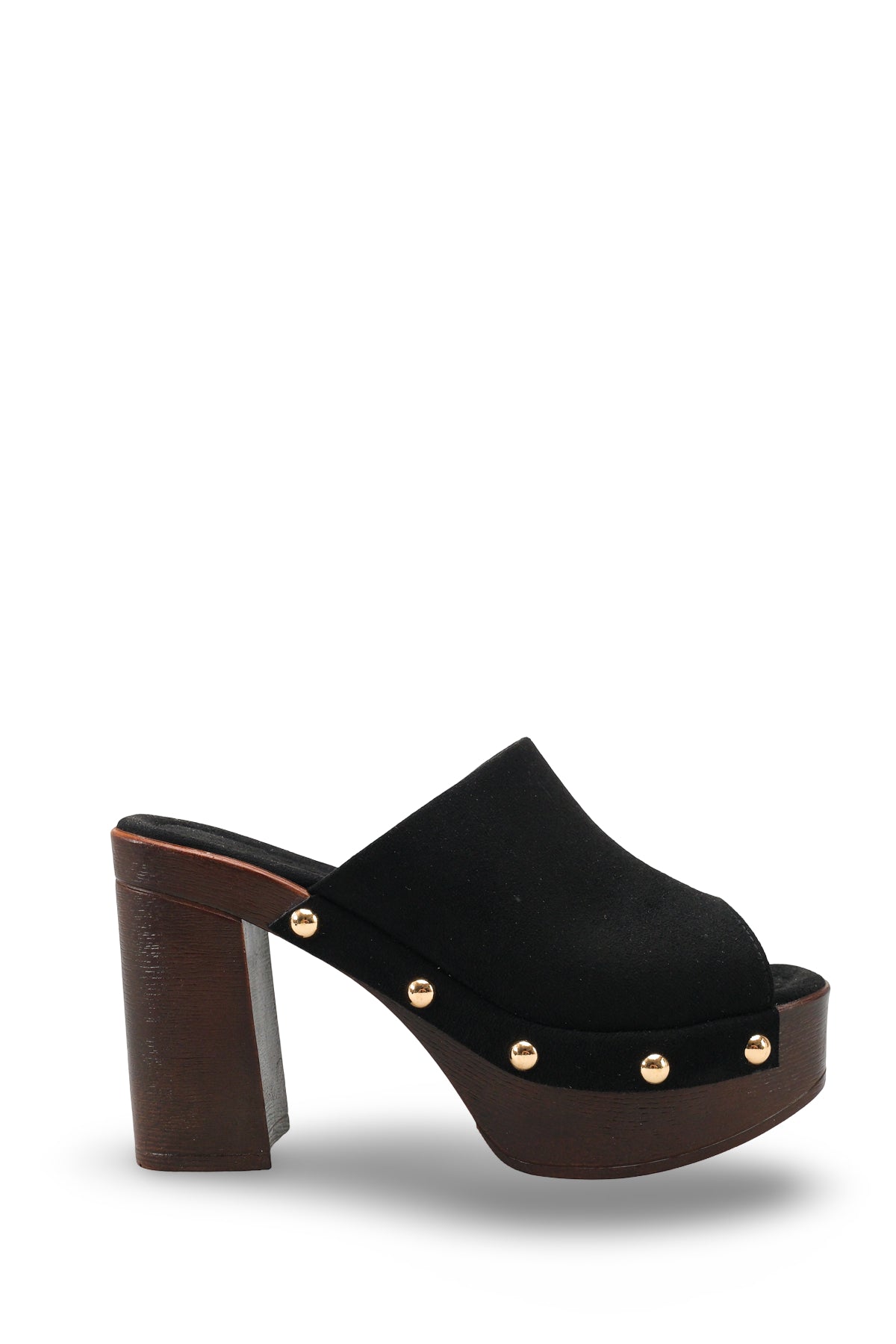 Riccon Kadın Topuklu Terlik 0012775 Siyah Süet