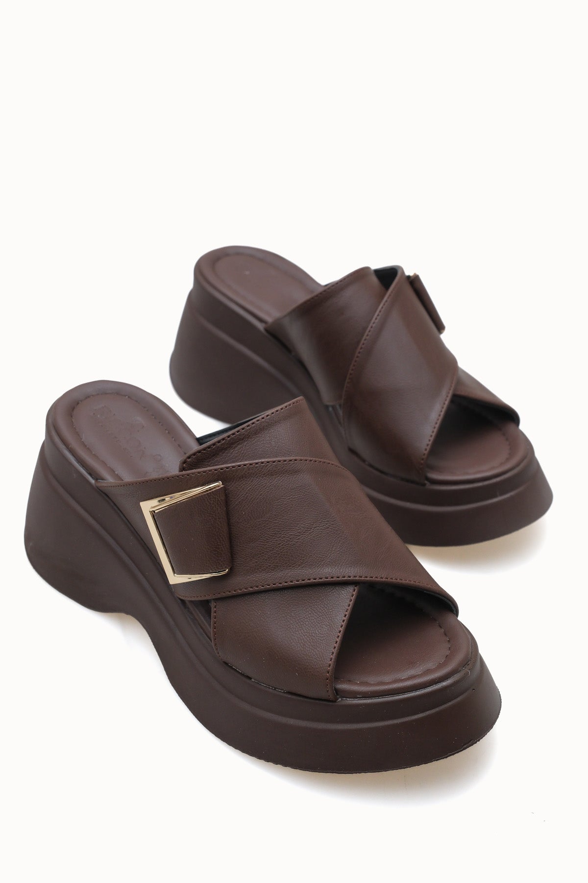 Riccon Kadın Terlik 0012915 Kahverengi