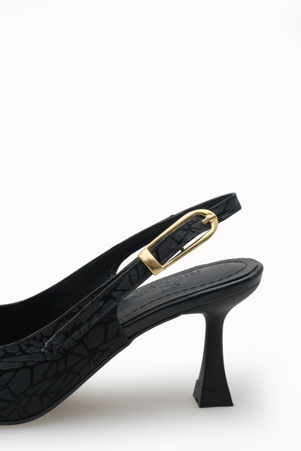 Riccon Ysalaela Kadın Arkası Açık Sivri Burun Stiletto 0012700 Siyah Dokulu