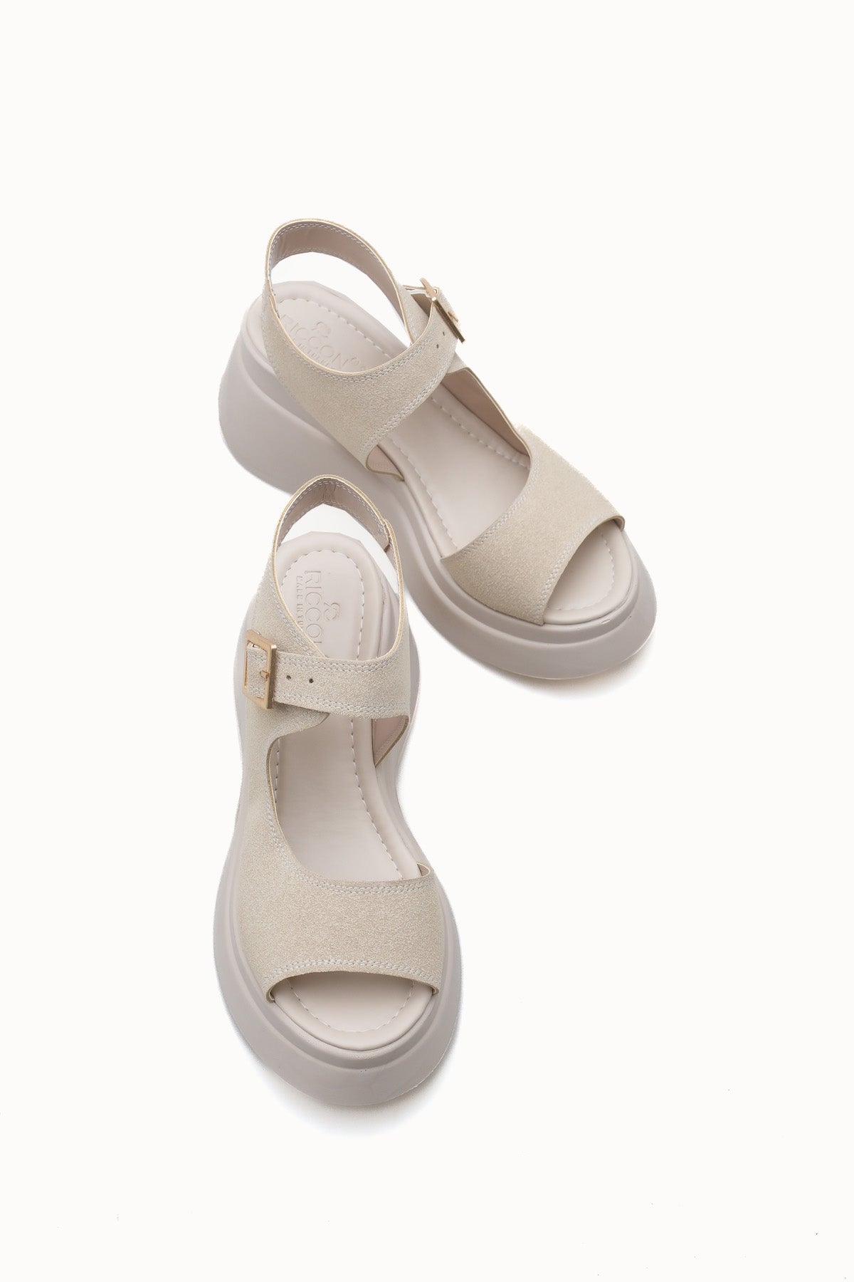 Riccon Quelaela Kadın Sandalet 0012906 Bej Deri Dokulu