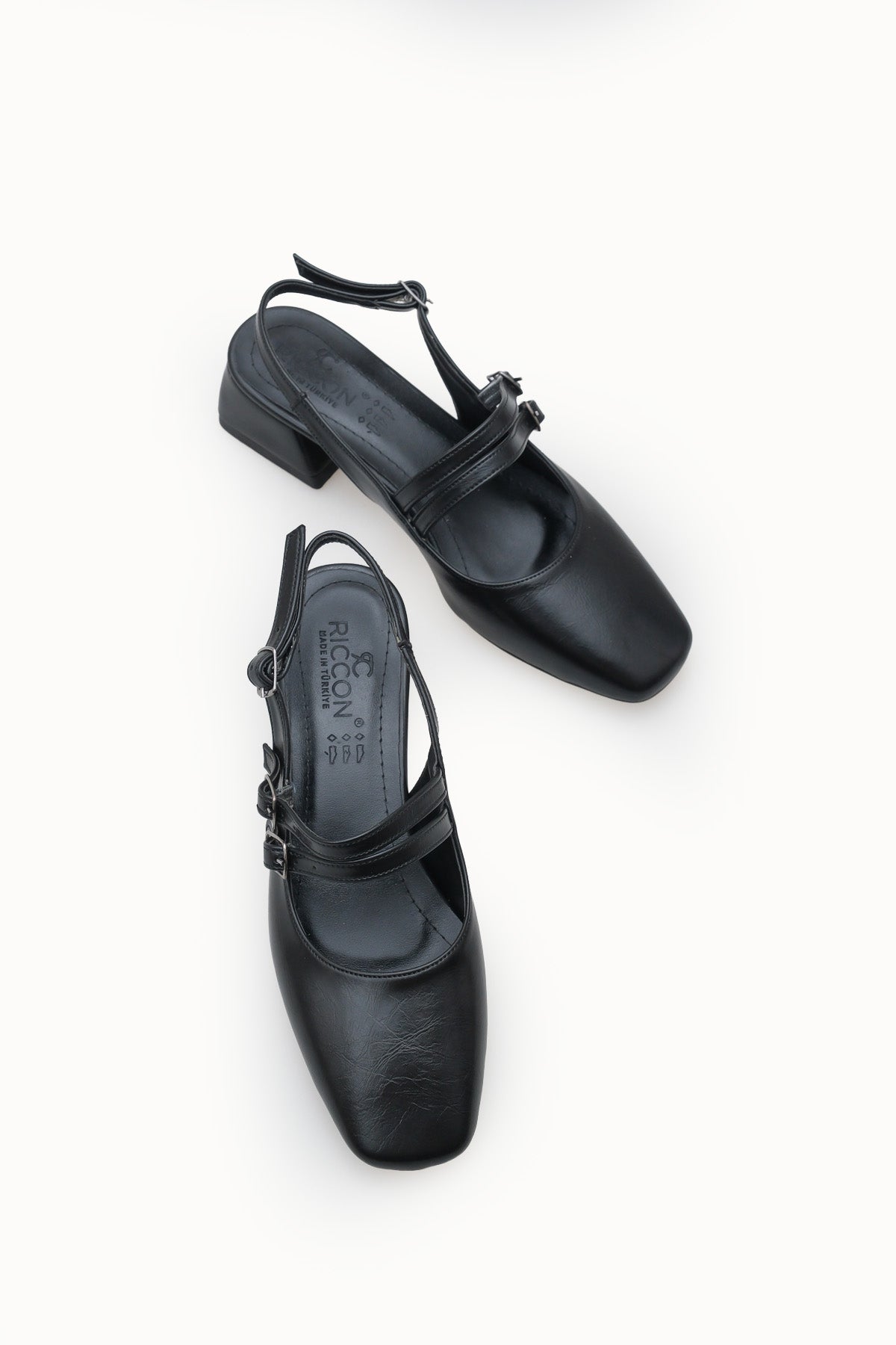 Riccon Kadın Arkası Açık Topuklu Ayakkabı 00121003 Siyah Rustik