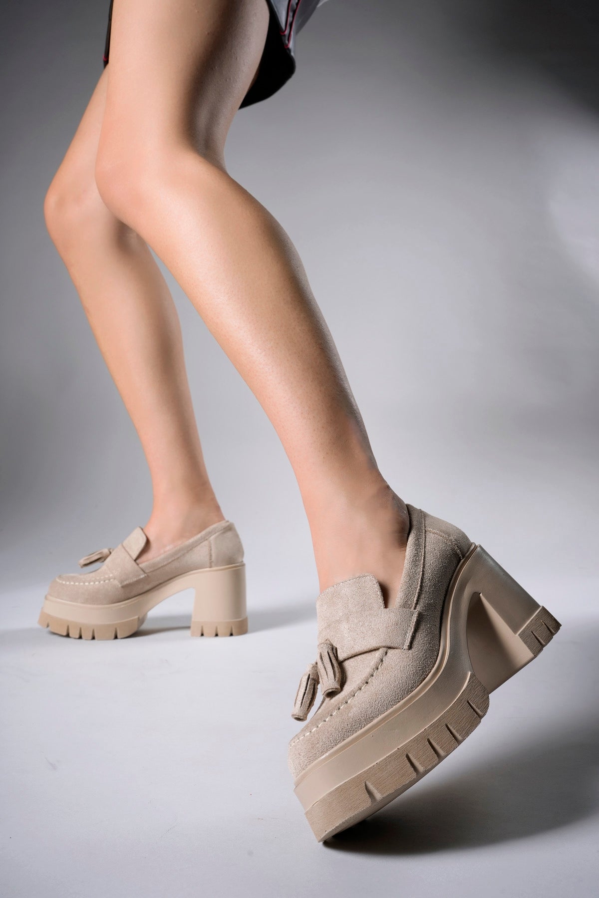 Riccon Aendorei Kadın Loafer 0012509 Bej Süet