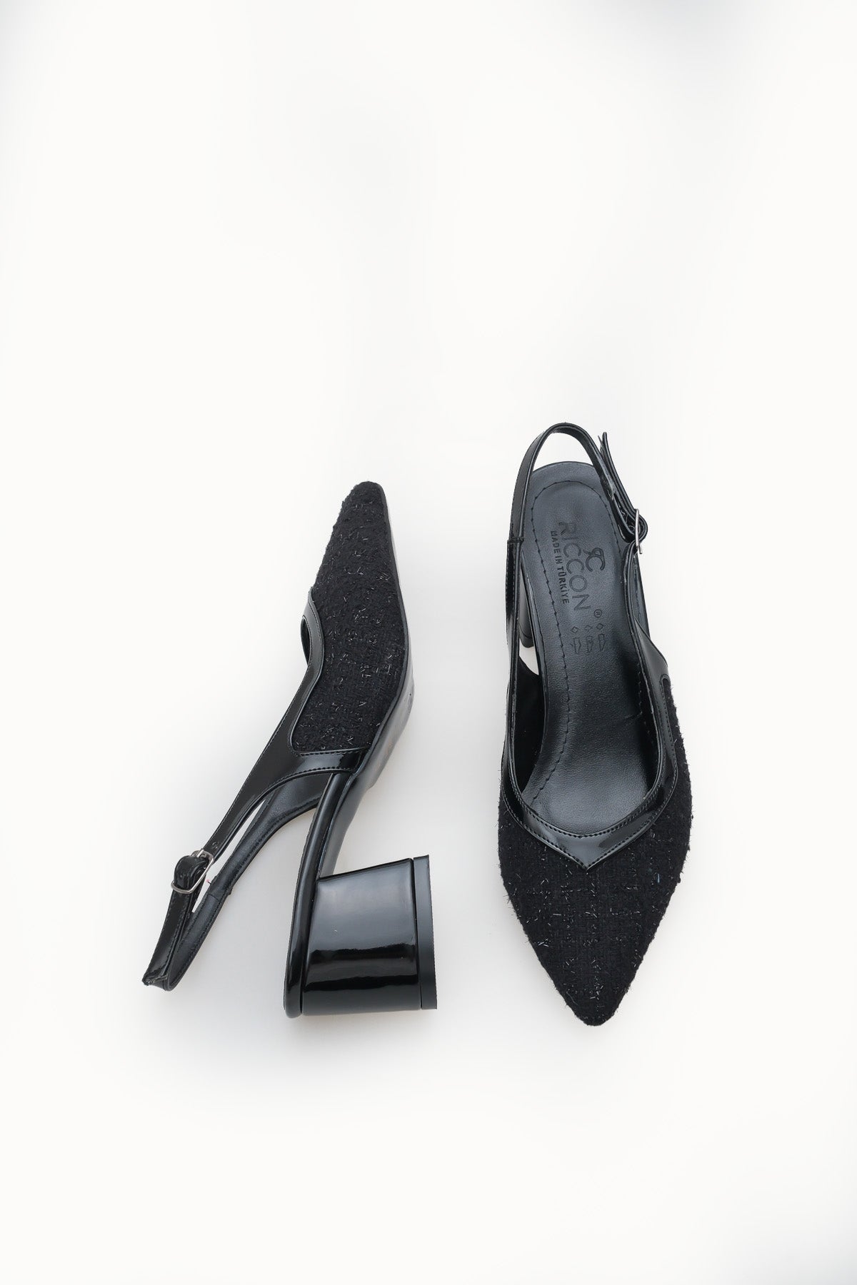 Riccon Kadın Sivri Burunlu Arkası Açık Topuklu Ayakkabı 0012453 Siyah