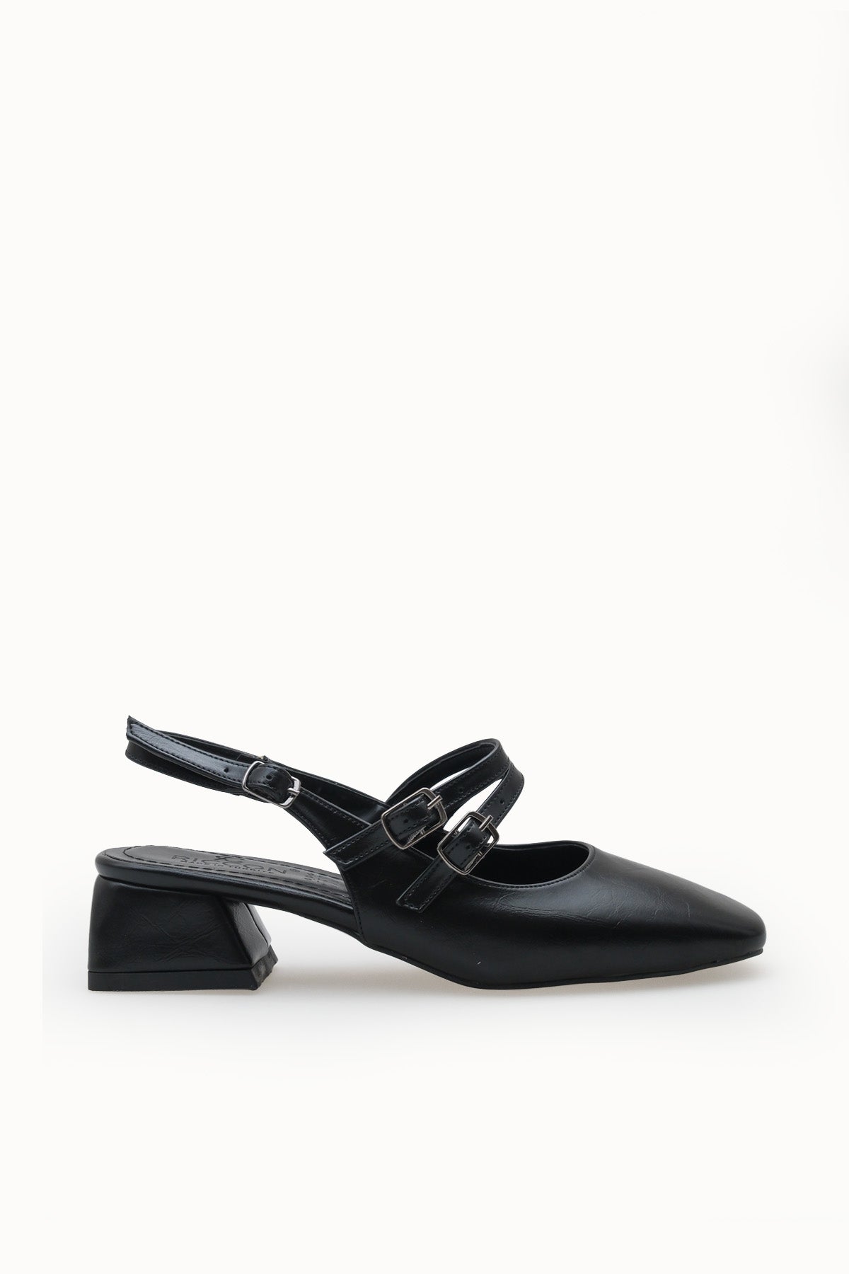 Riccon Kadın Arkası Açık Topuklu Ayakkabı 00121003 Siyah Rustik