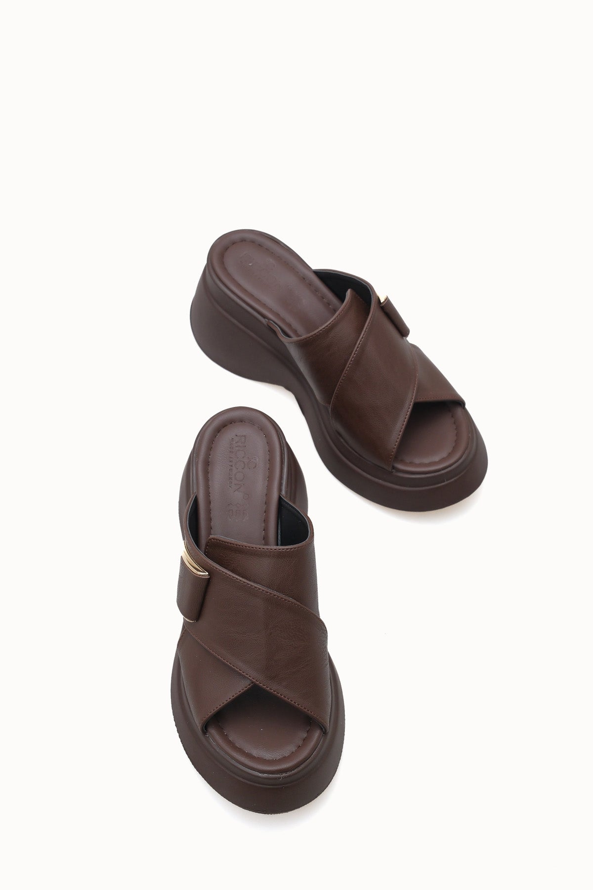 Riccon Kadın Terlik 0012915 Kahverengi