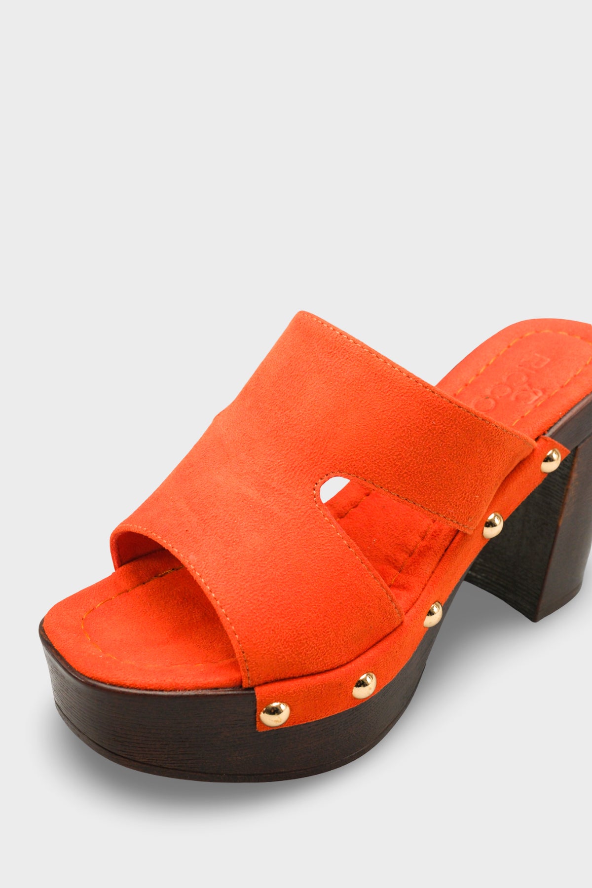 Riccon Kadın Topuklu Terlik 0012778 Oranj Süet