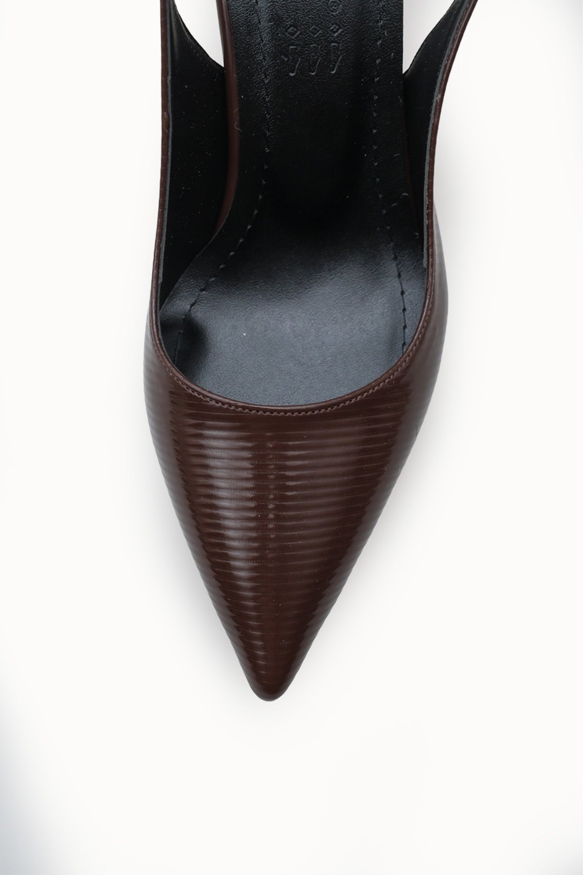 Riccon Kadın Sivri Burunlu Arkası Açık İnce Topuklu Ayakkabı 0012720 Kahverengi Rugan