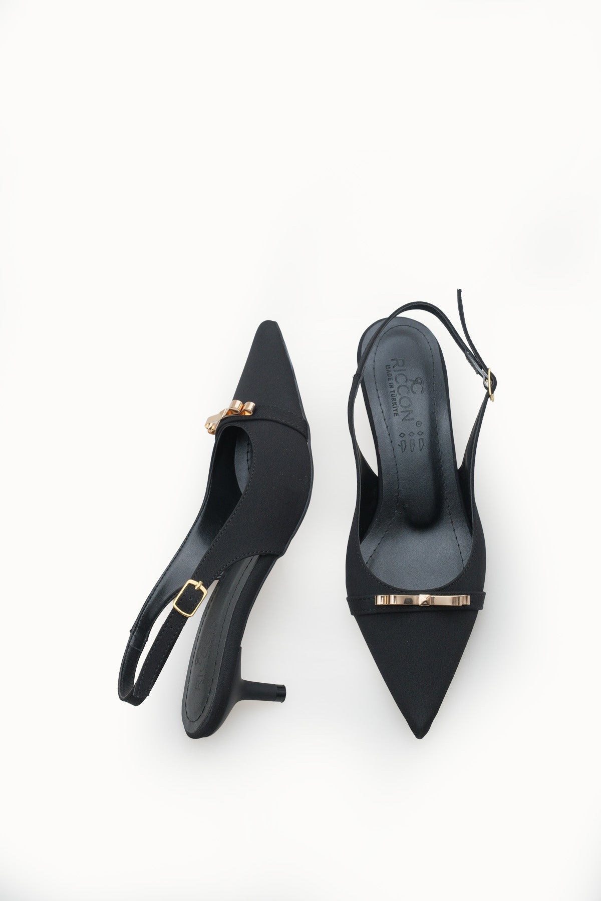 Riccon Kadın Sivri Burunlu Arkası Açık İnce Topuklu Ayakkabı 0012205 Mat Siyah