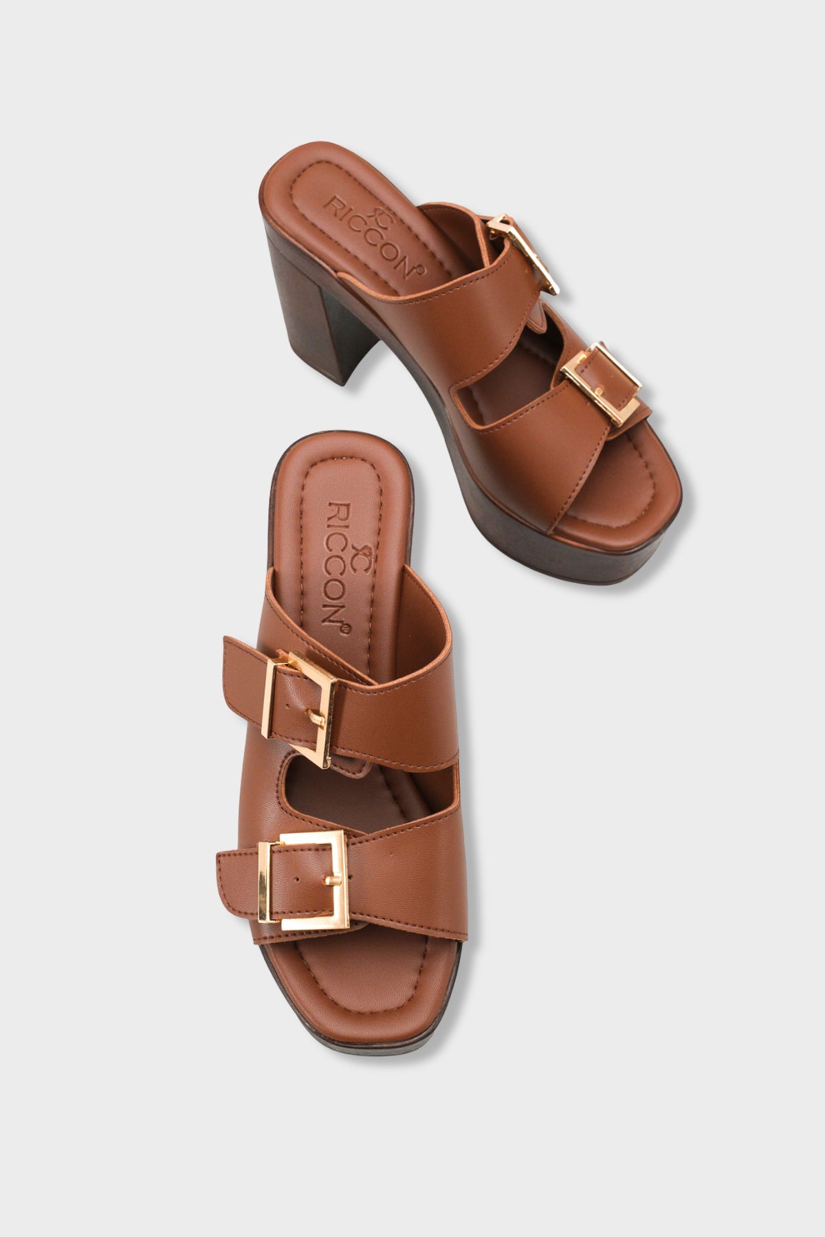 Riccon Kadın Topuklu Terlik 0012771 Kahverengi Cilt