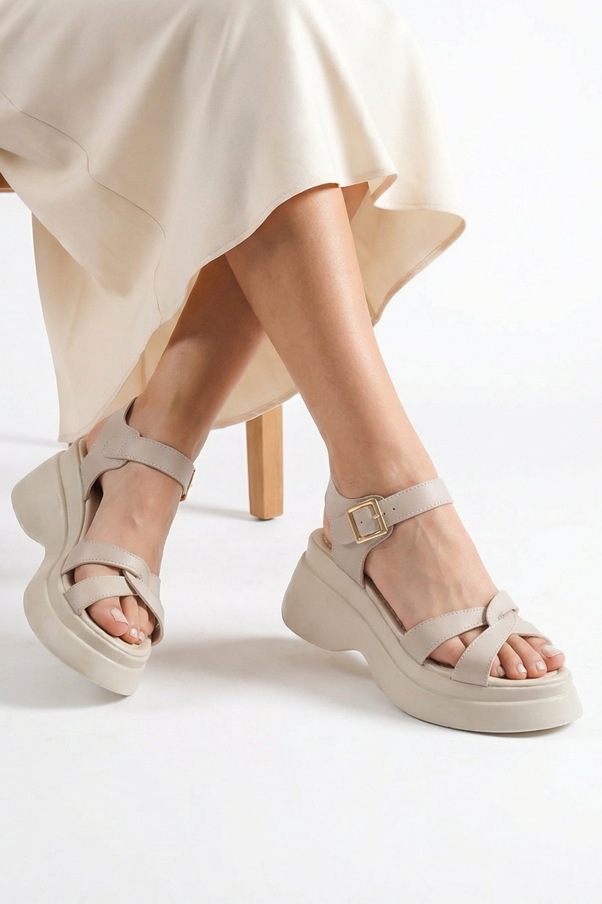 Riccon Kadın Sandalet 0012919 Bej