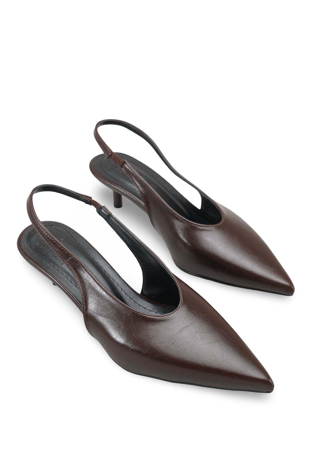 Riccon Kadın Sivri Burunlu Arkası Açık İnce Topuklu Ayakkabı 0012260 Kahverengi Rustik