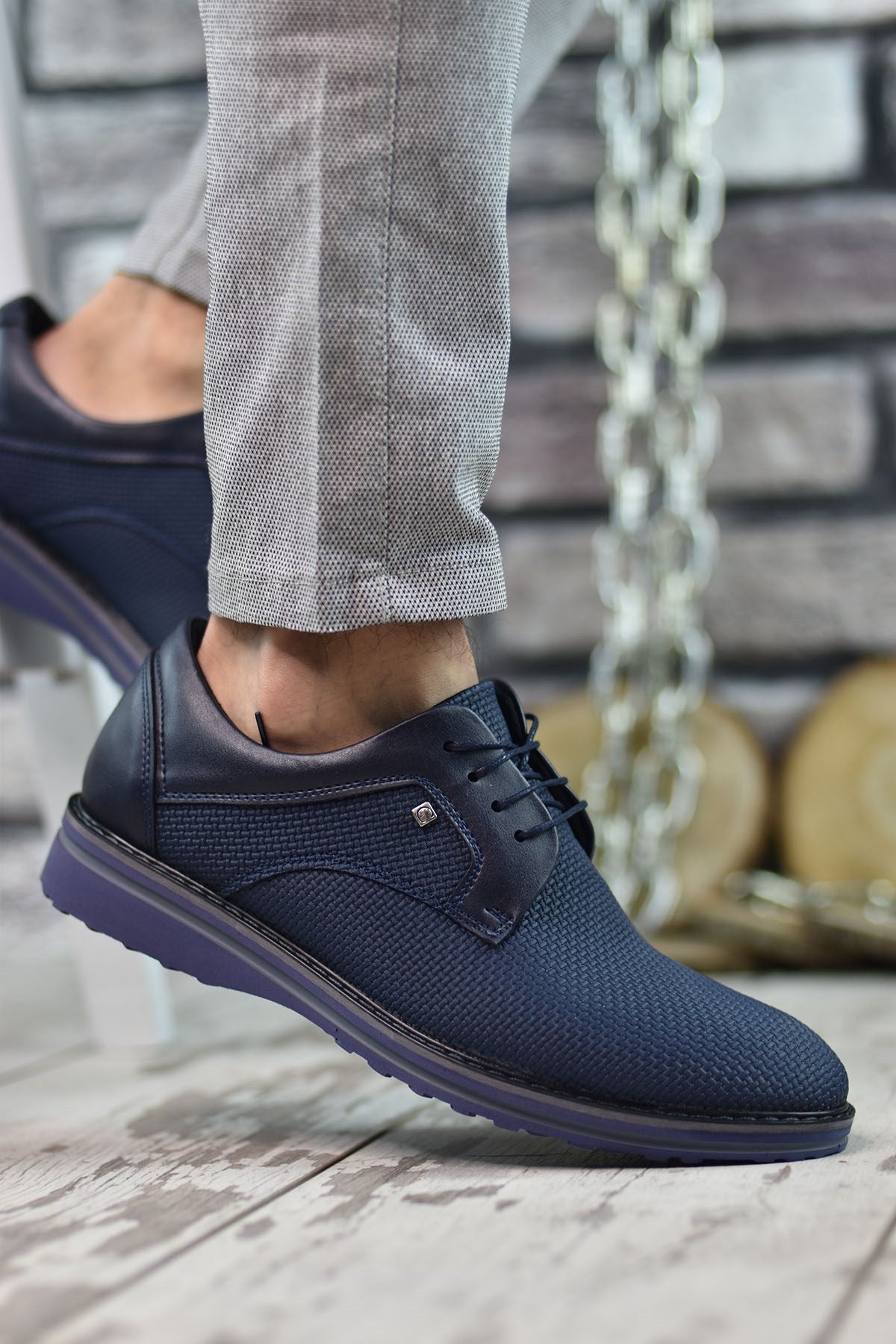 Riccon Erkek Casual 0012687 Lacivert Gri